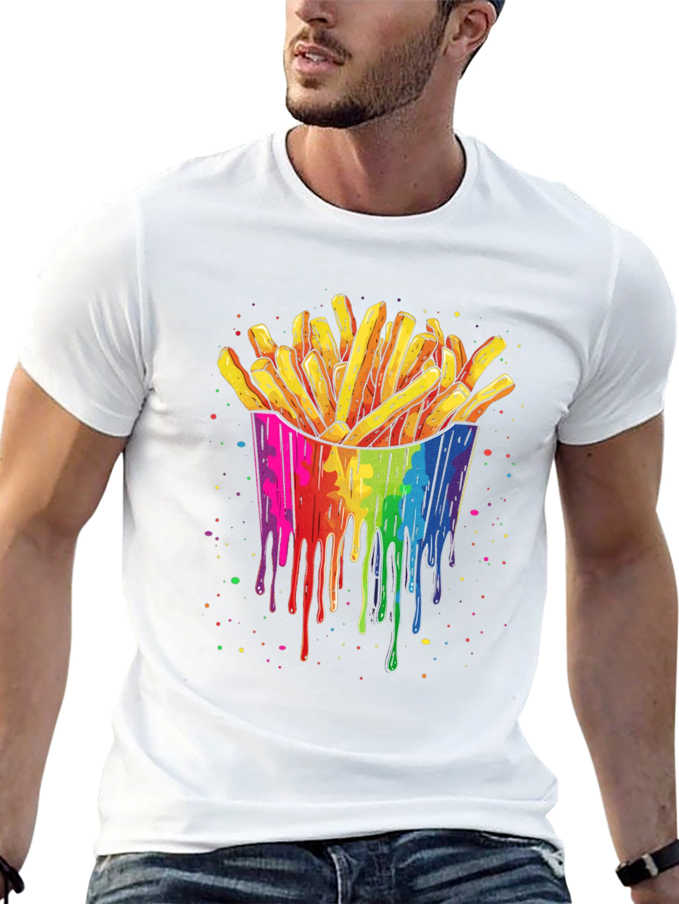 Rainbow Fries Graphic Tee - Unisex Black T-Shirt