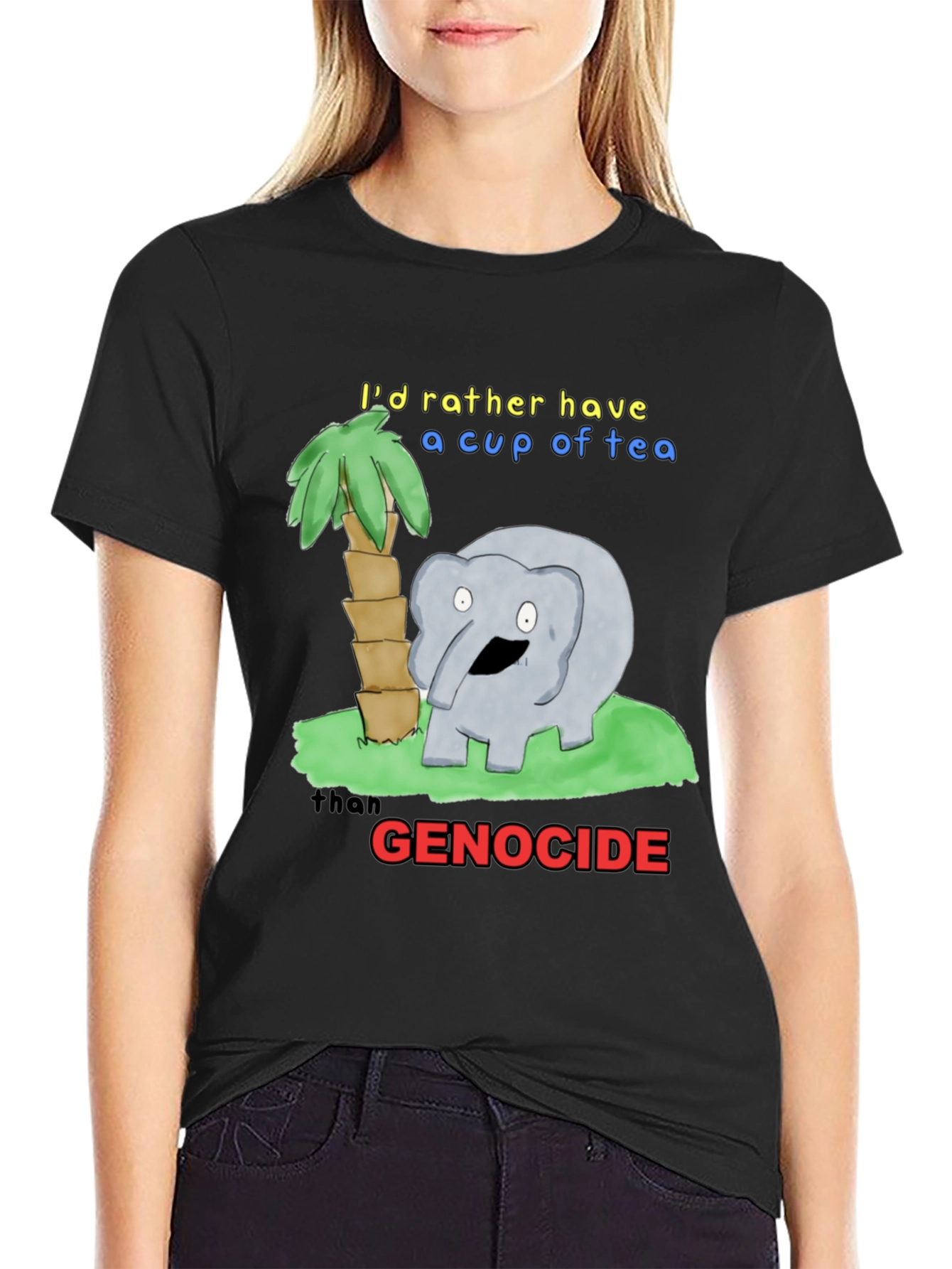 Humorous Tea Lover T-Shirt - Anti-Genocide Graphic Tee