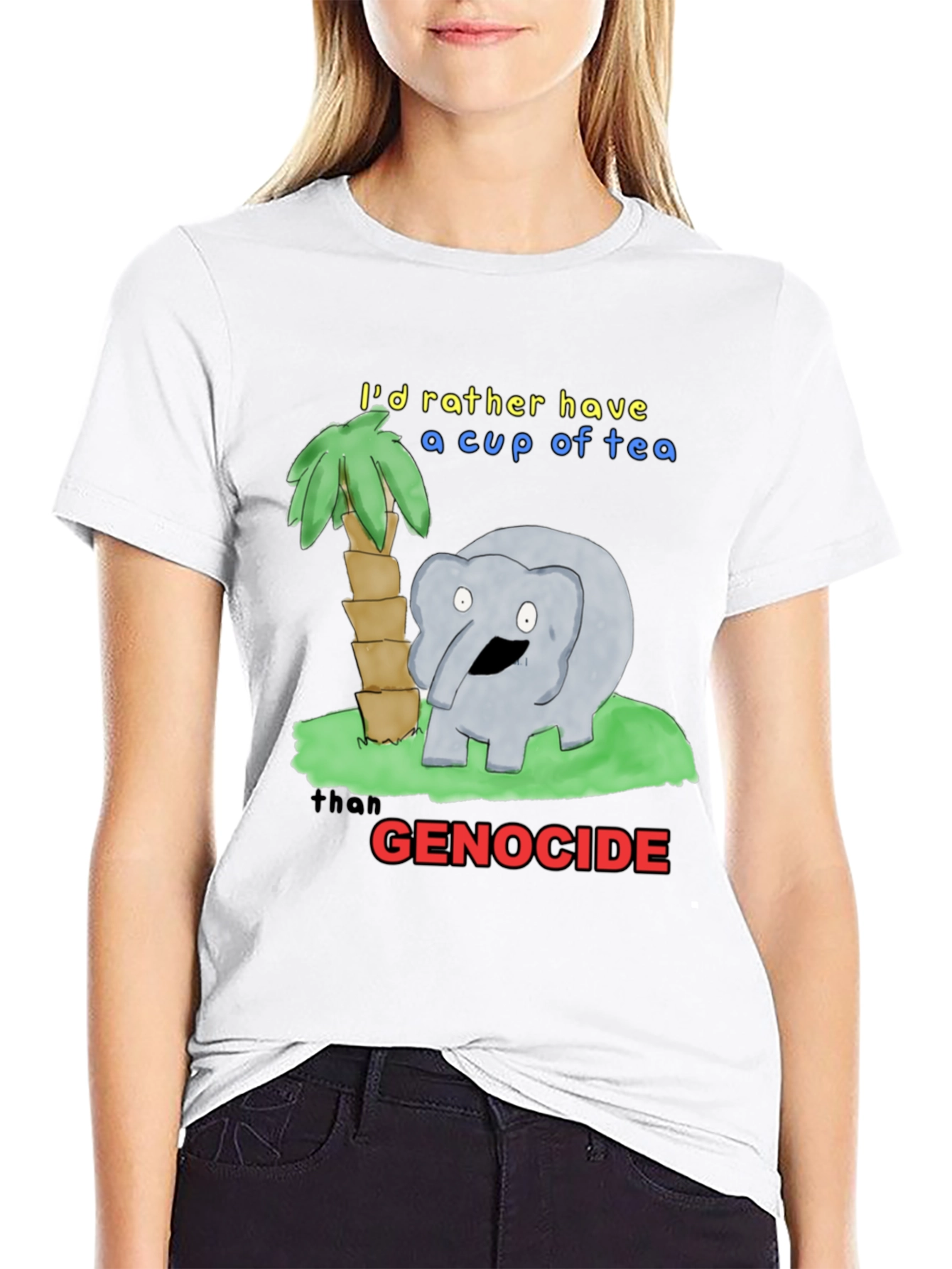 Humorous Tea Lover T-Shirt - Anti-Genocide Graphic Tee