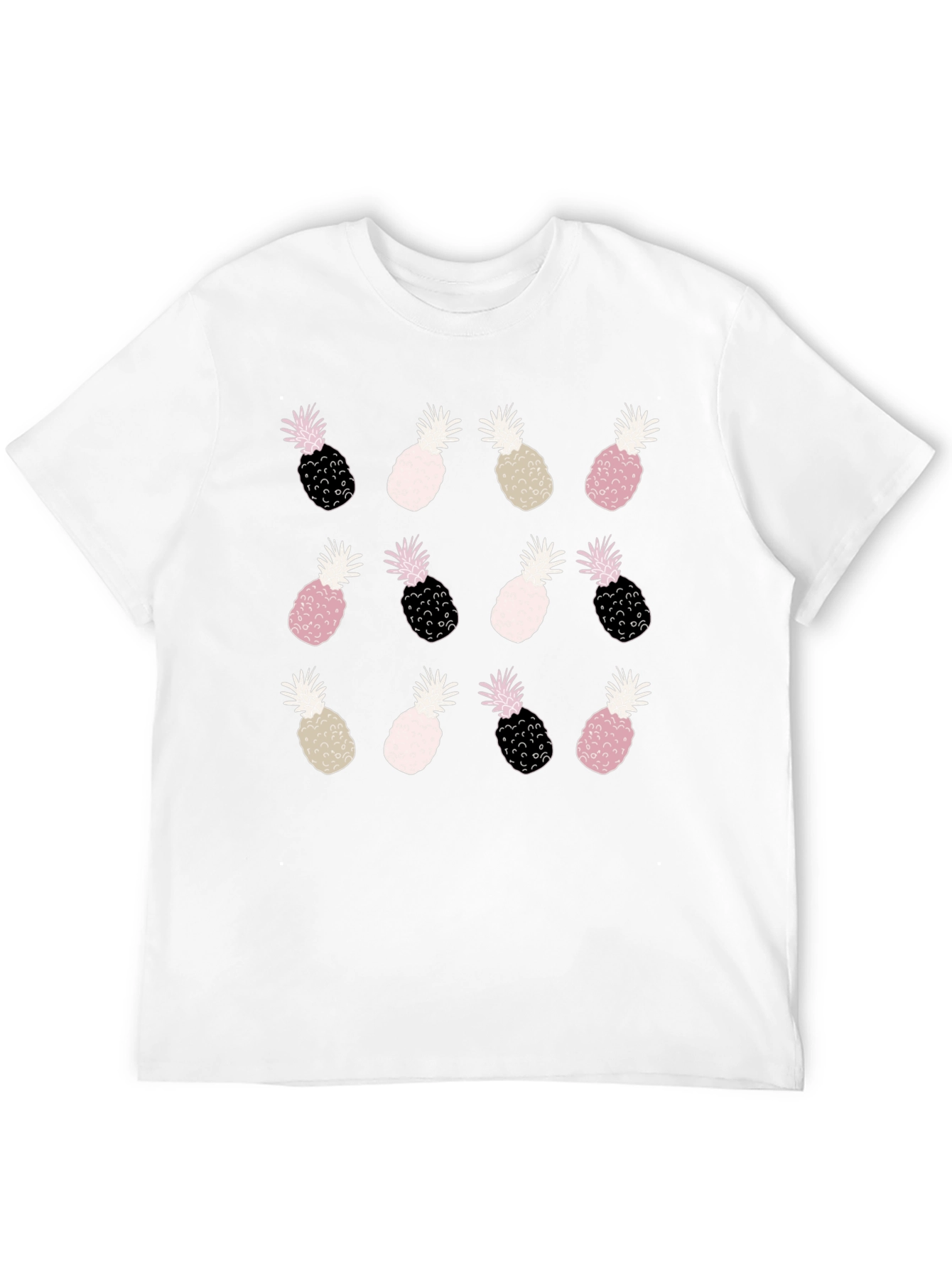 Pineapple Print Tee - Fun Trendy Black T-Shirt