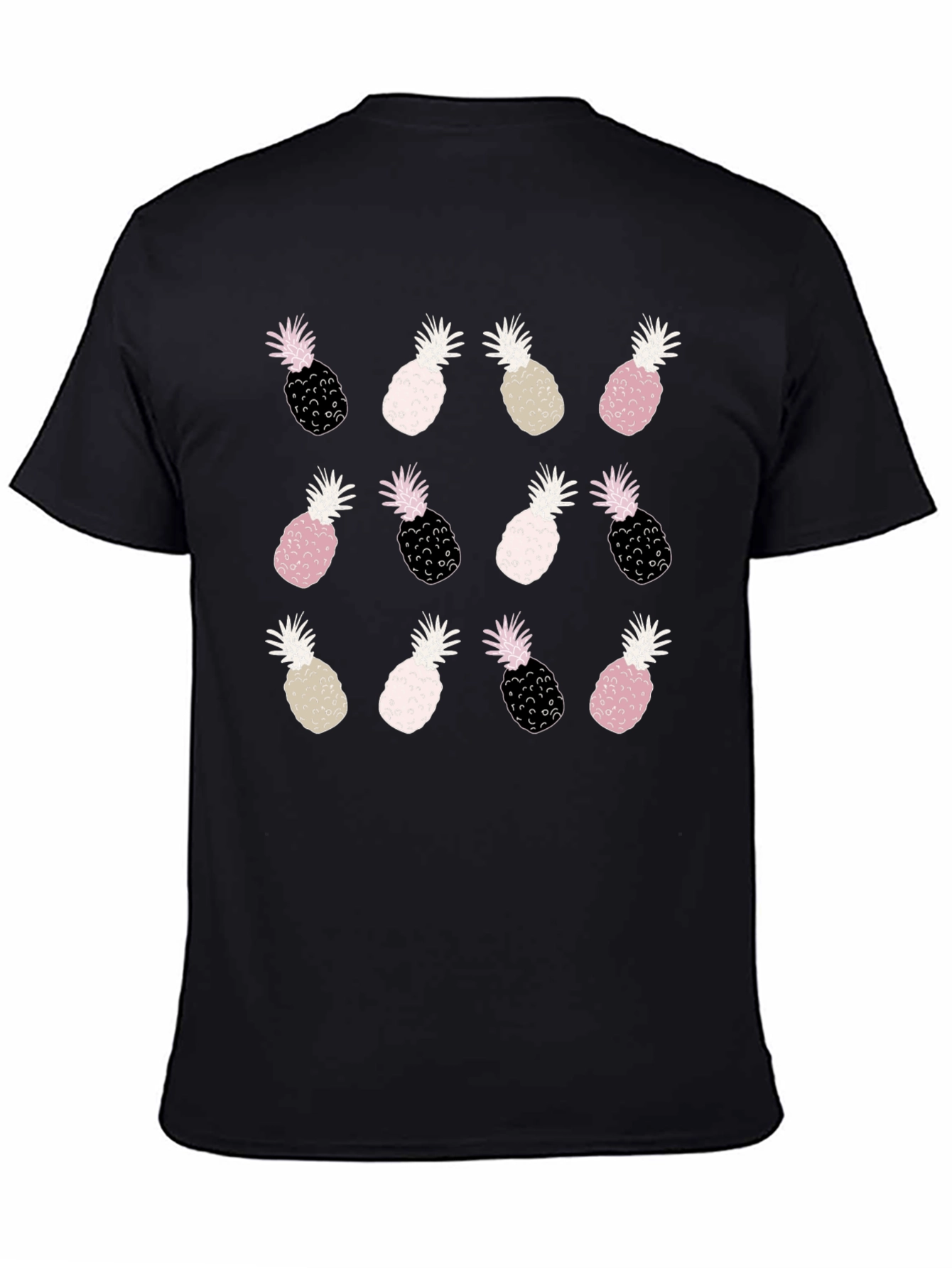 Pineapple Print Tee - Fun Trendy Black T-Shirt