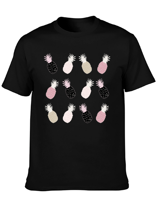 Pineapple Print Tee - Fun Trendy Black T-Shirt