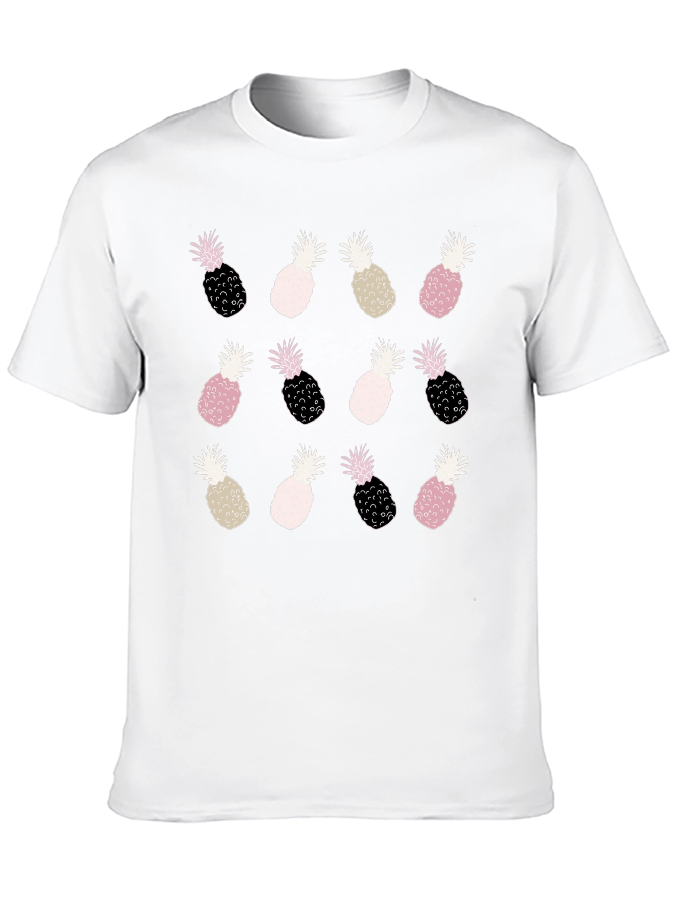 Pineapple Print Tee - Fun Trendy Black T-Shirt