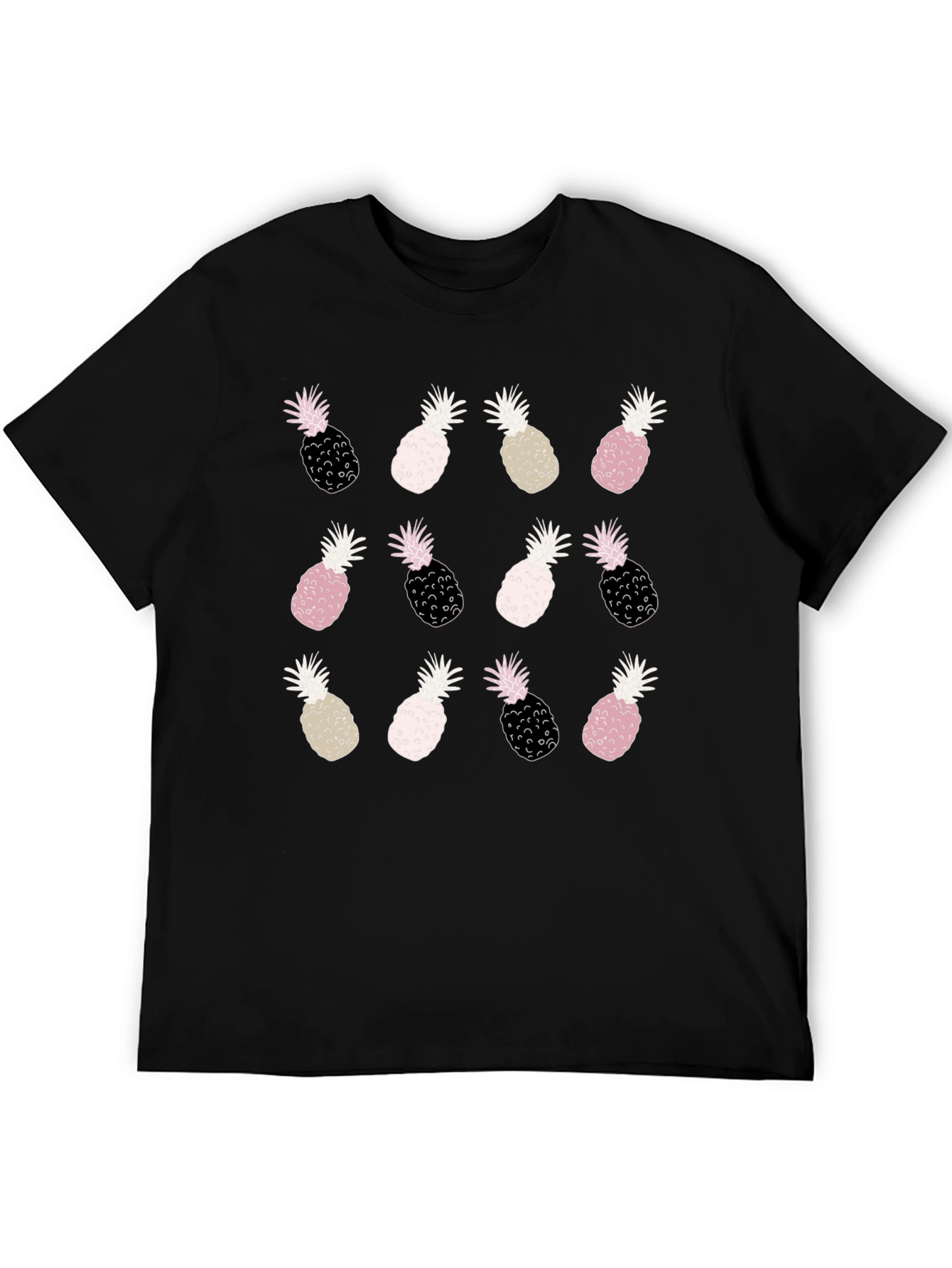 Pineapple Print Tee - Fun Trendy Black T-Shirt