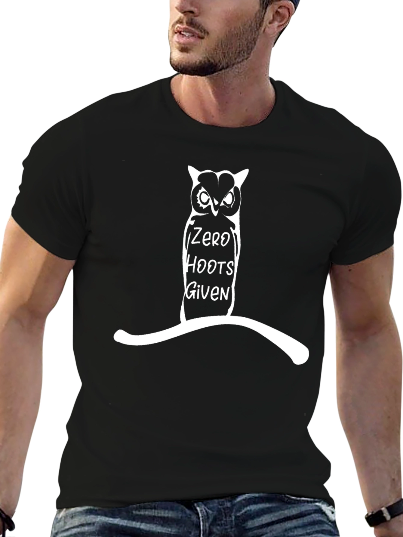 Zero Hoots Given Owl Graphic T-Shirt - Black