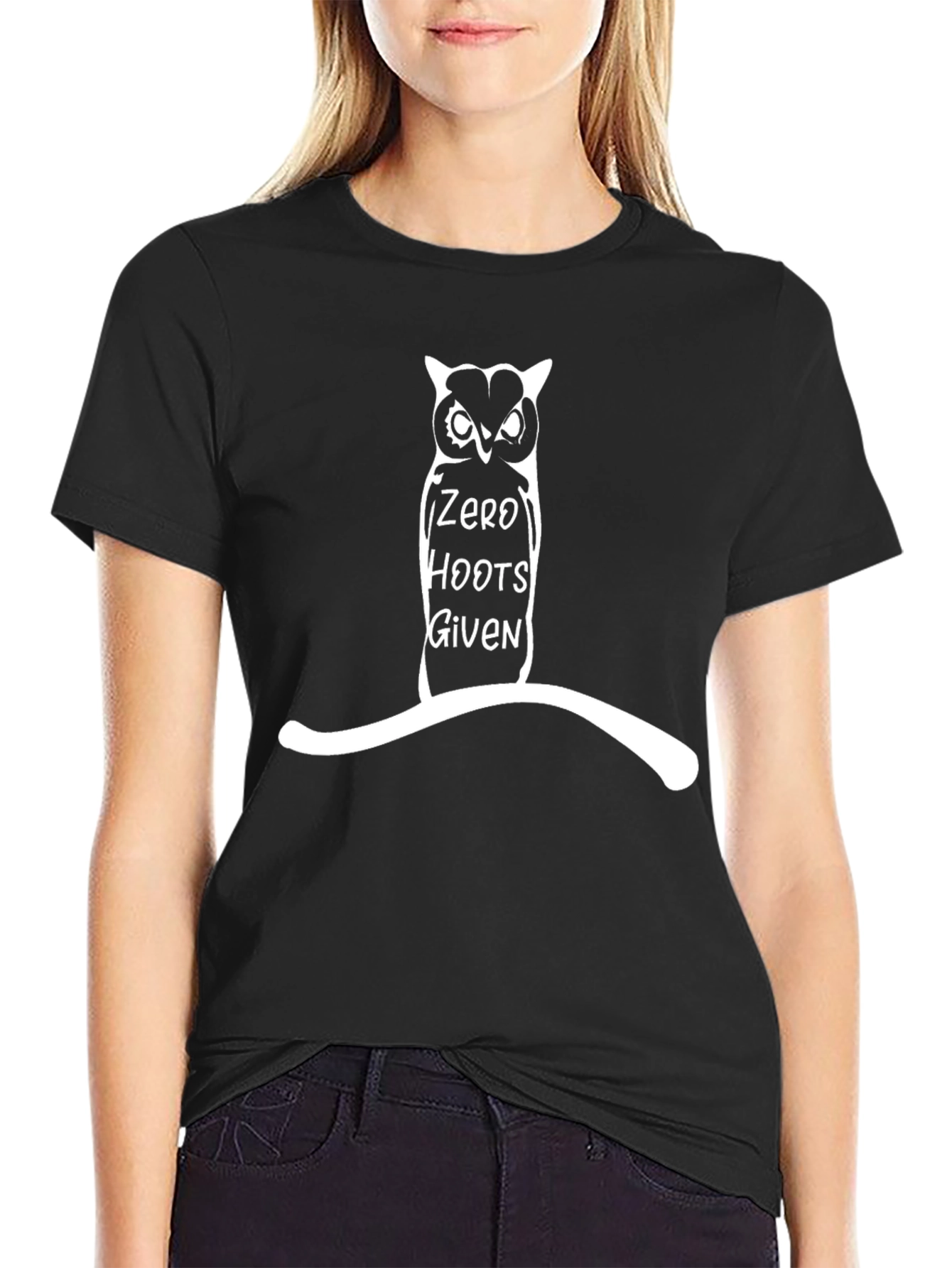 Zero Hoots Given Owl Graphic T-Shirt - Black