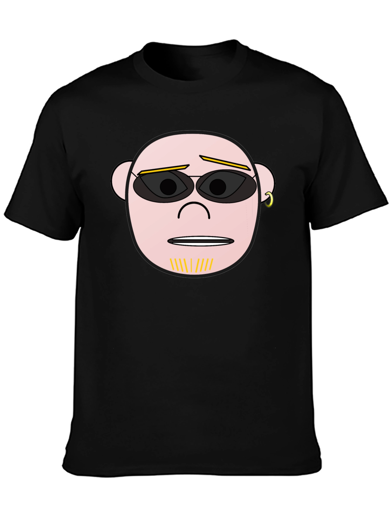 Cool Cartoon Face Graphic Black T-Shirt