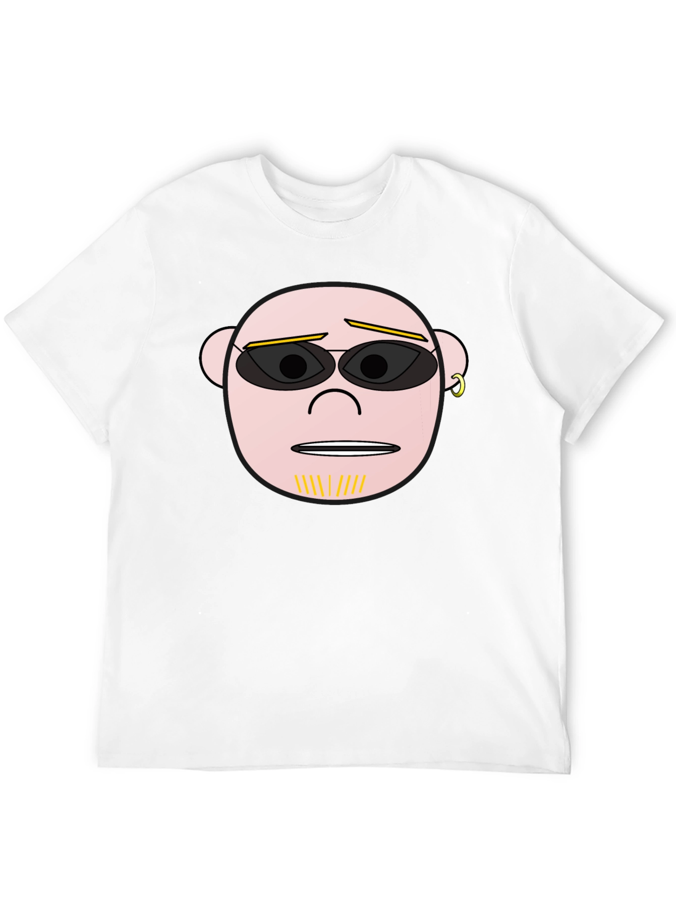 Cool Cartoon Face Graphic Black T-Shirt