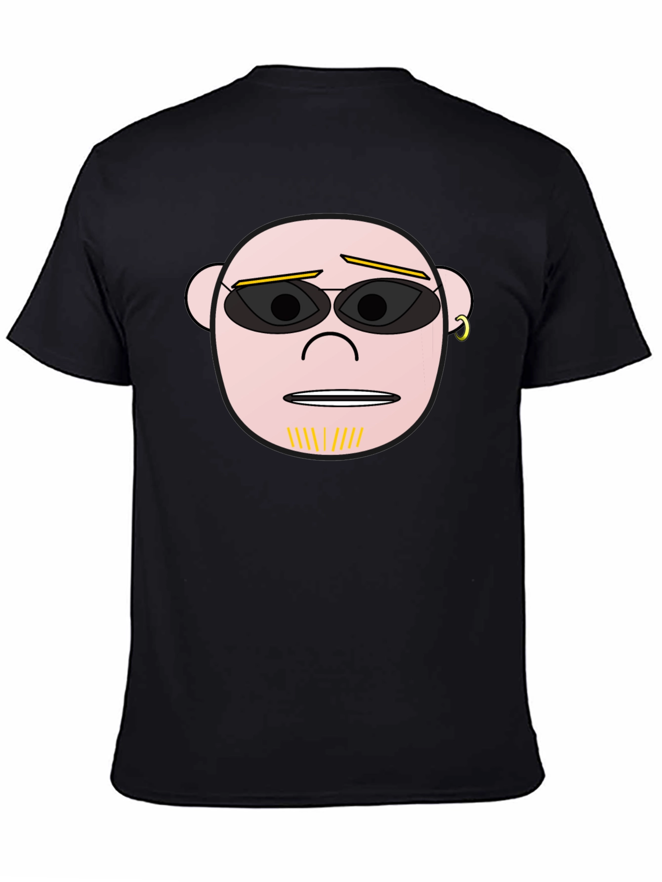 Cool Cartoon Face Graphic Black T-Shirt
