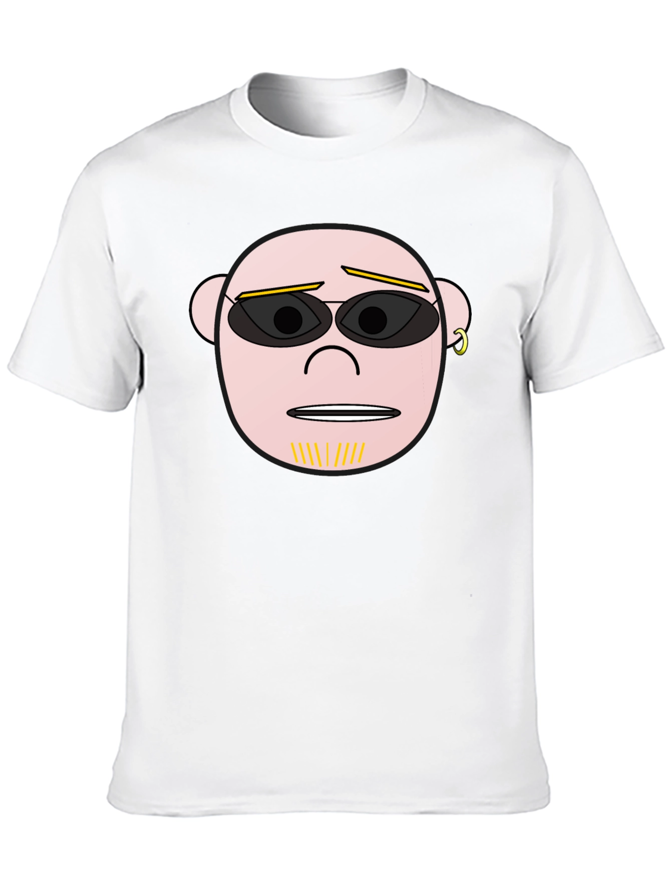 Cool Cartoon Face Graphic Black T-Shirt