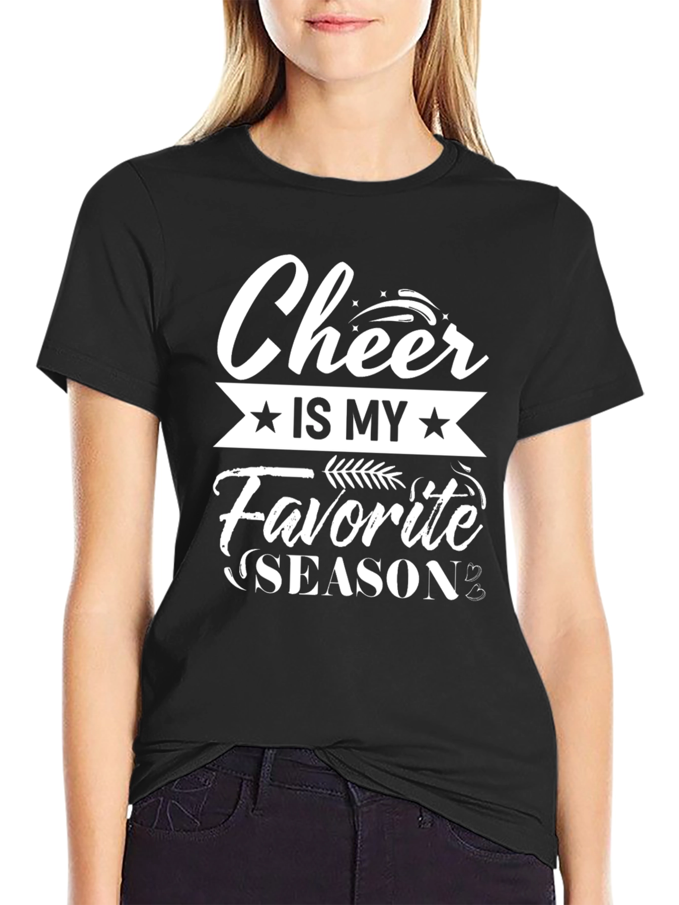 Cheer Is My Favorite Season Black T-Shirt