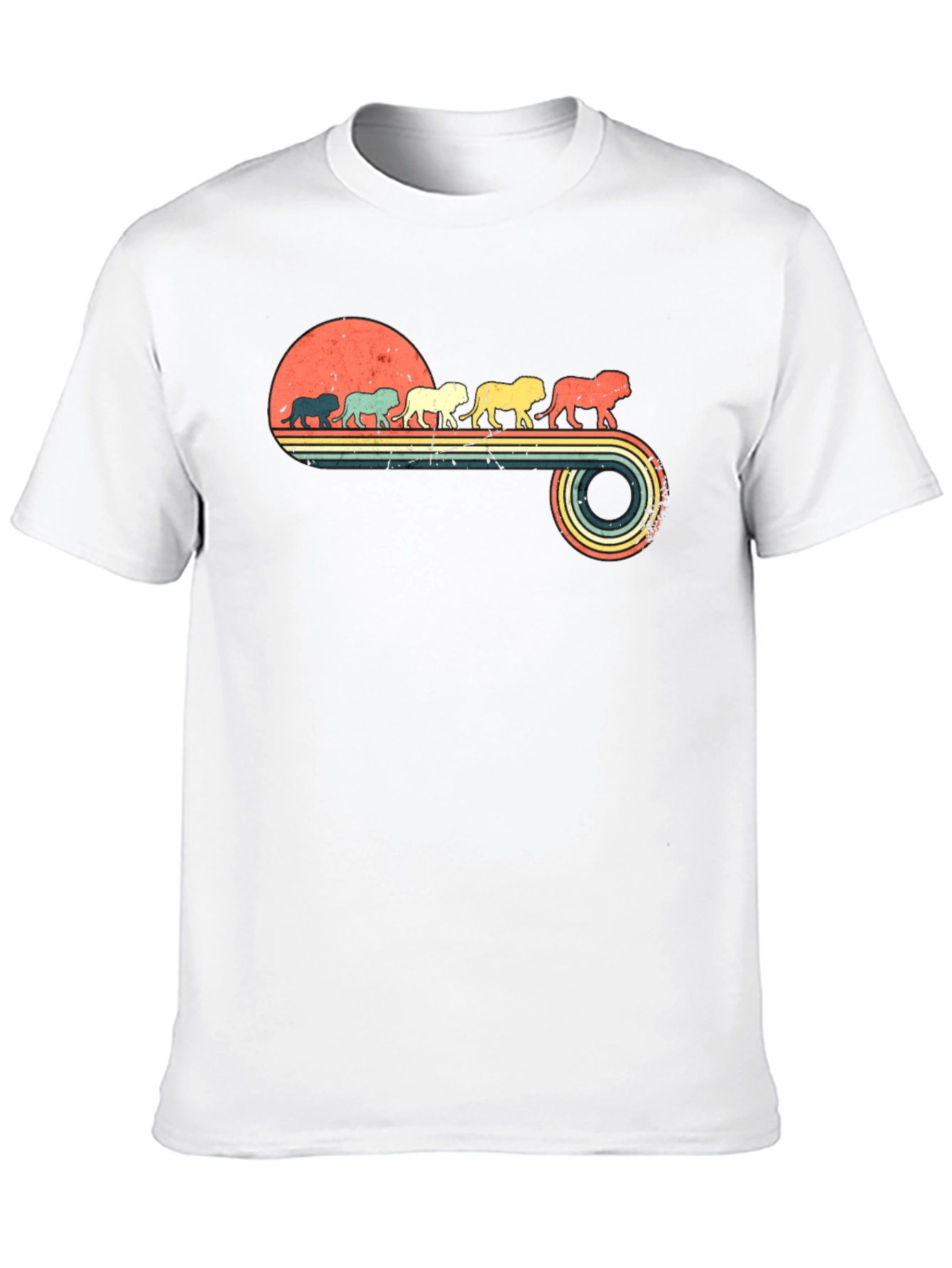Retro Lion Parade Black Graphic Tee