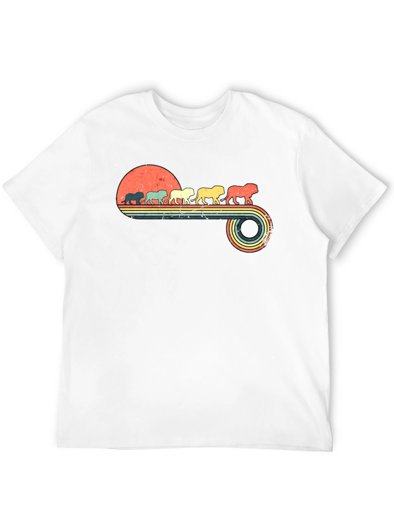 Retro Lion Parade Black Graphic Tee