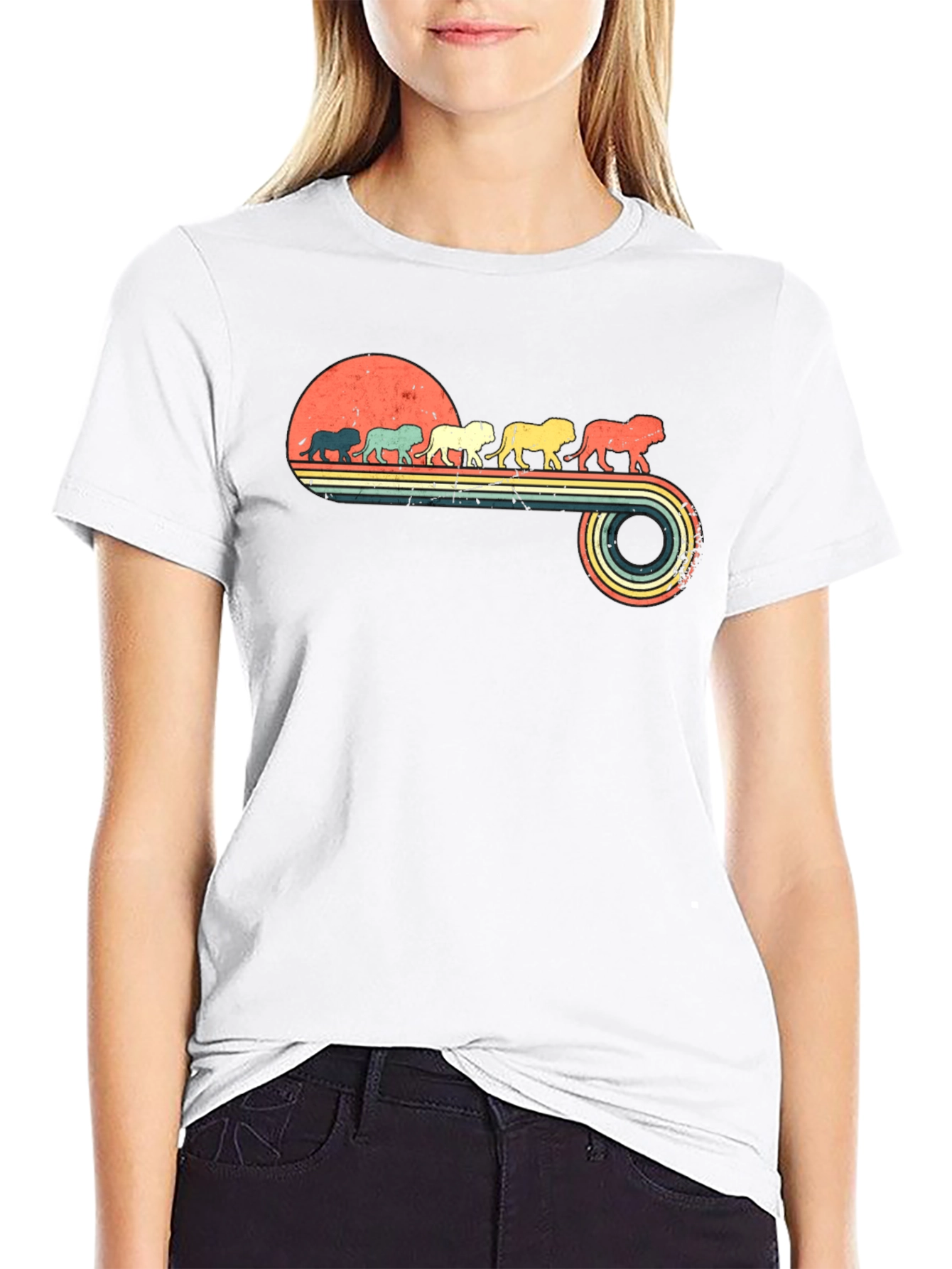 Retro Lion Parade Black Graphic Tee