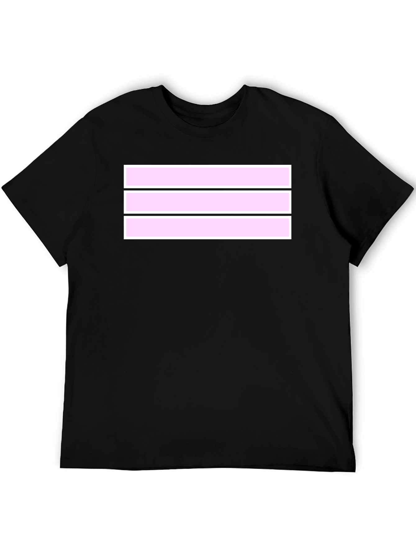 Striped T-Shirt: Black with Pink & White Design