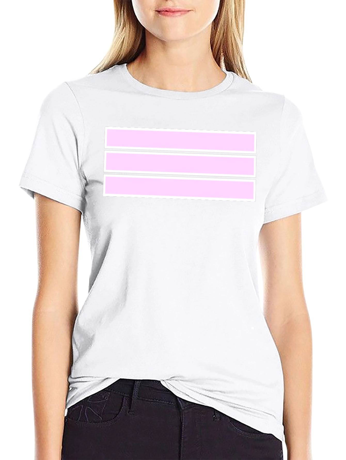 Striped T-Shirt: Black with Pink & White Design