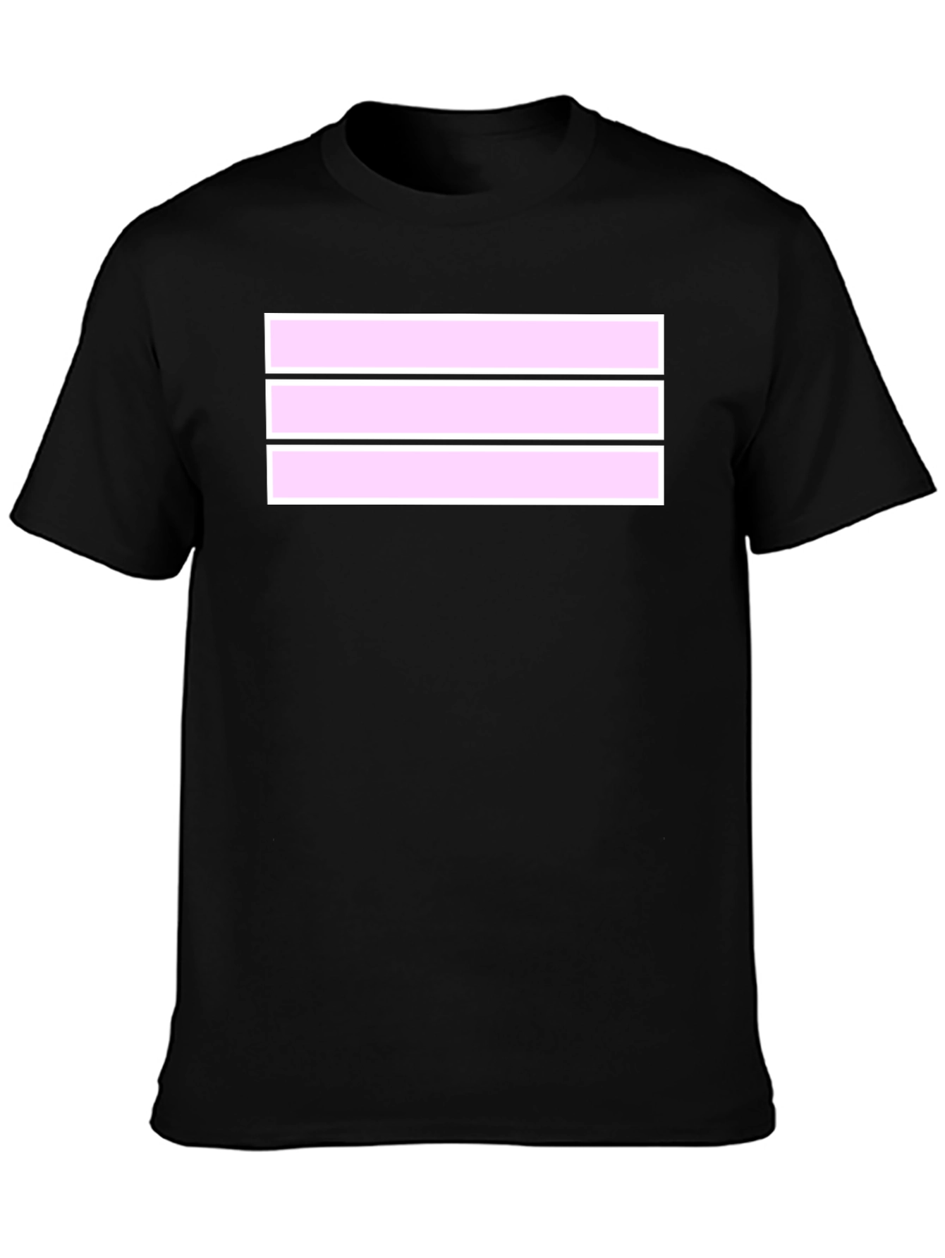 Striped T-Shirt: Black with Pink & White Design
