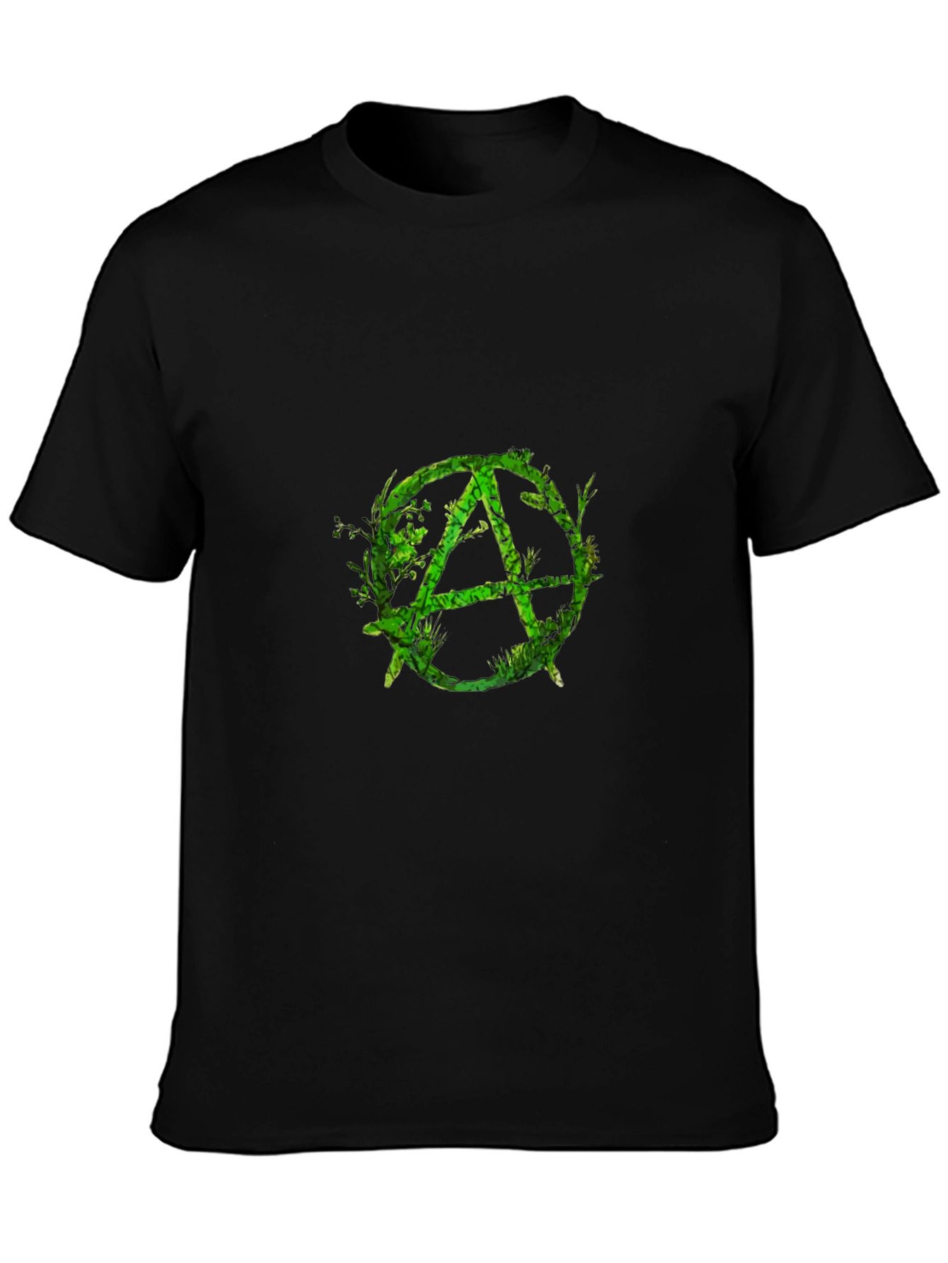 Green Anarchy Symbol Black T-Shirt