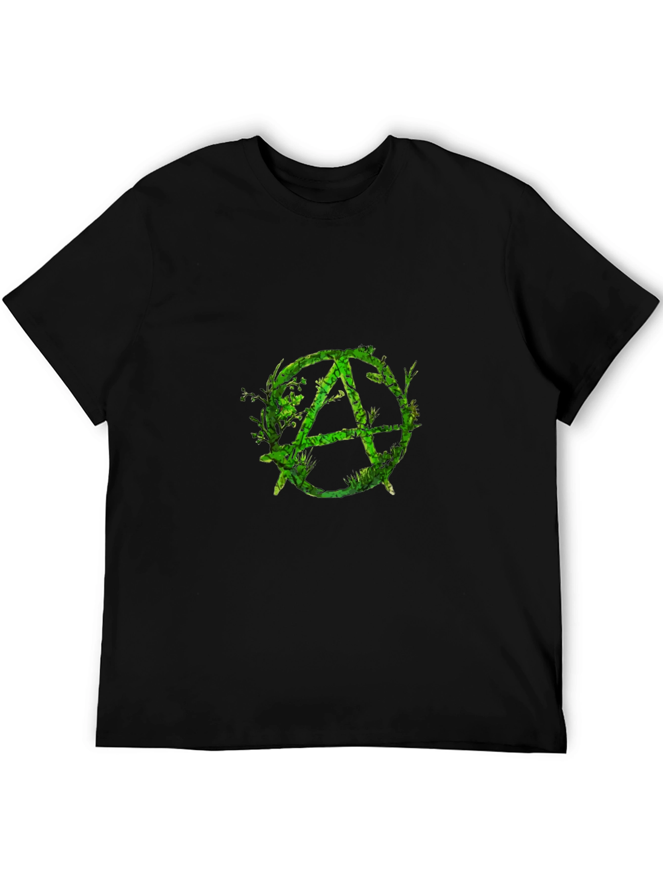 Green Anarchy Symbol Black T-Shirt