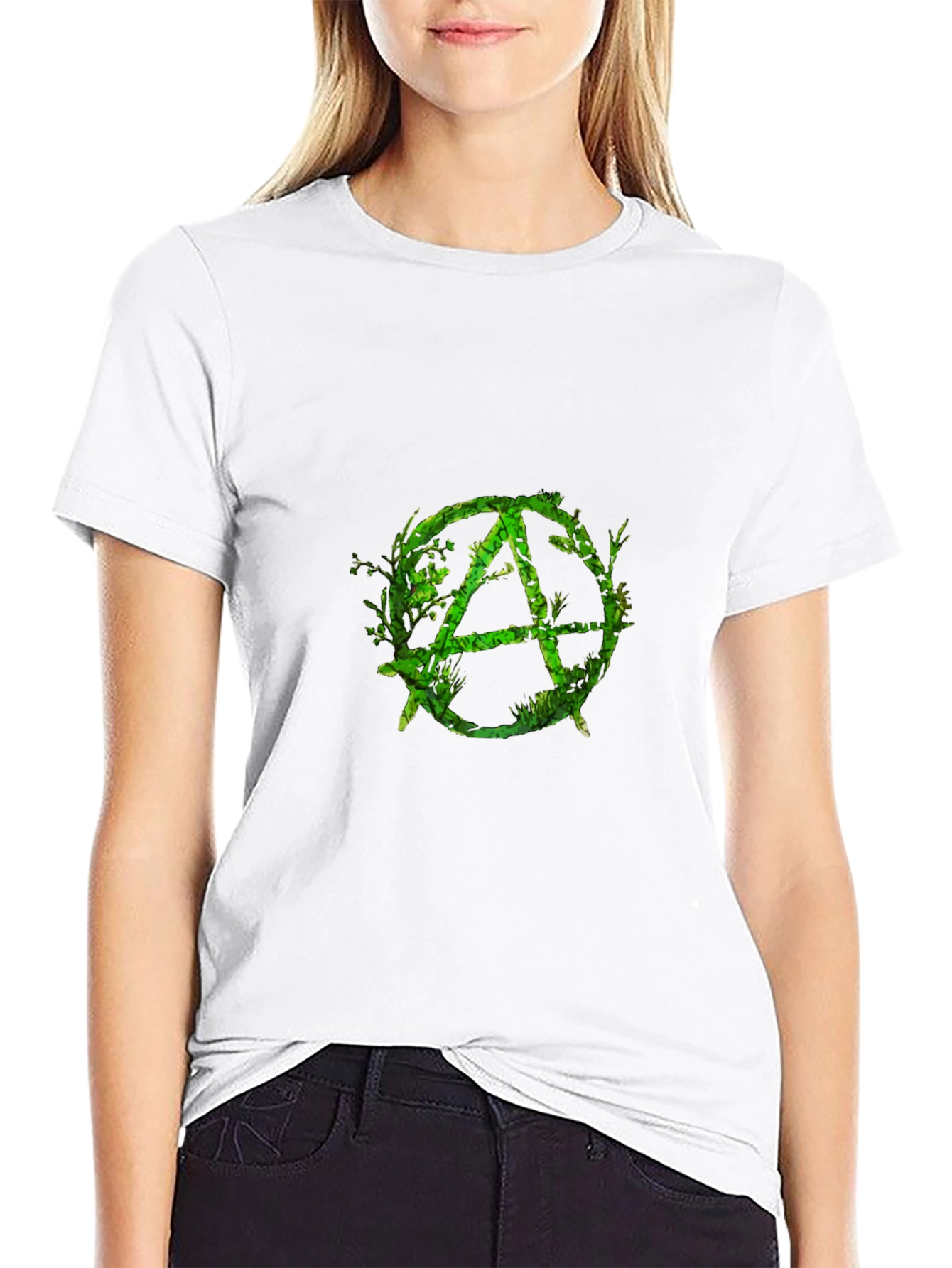 Green Anarchy Symbol Black T-Shirt