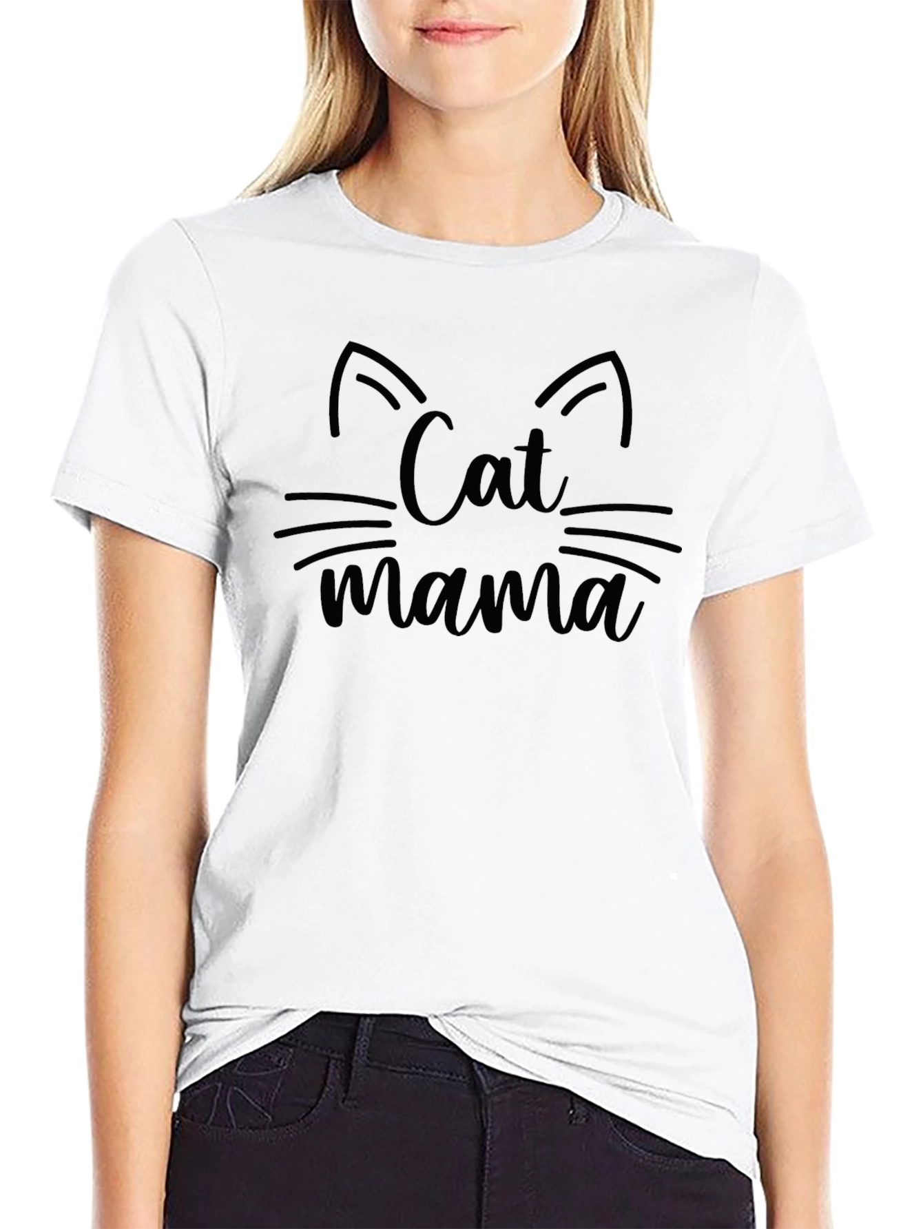 Cat Mama Black Graphic T-Shirt