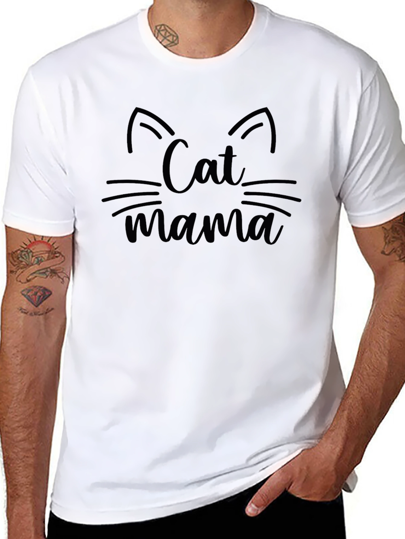 Cat Mama Black Graphic T-Shirt