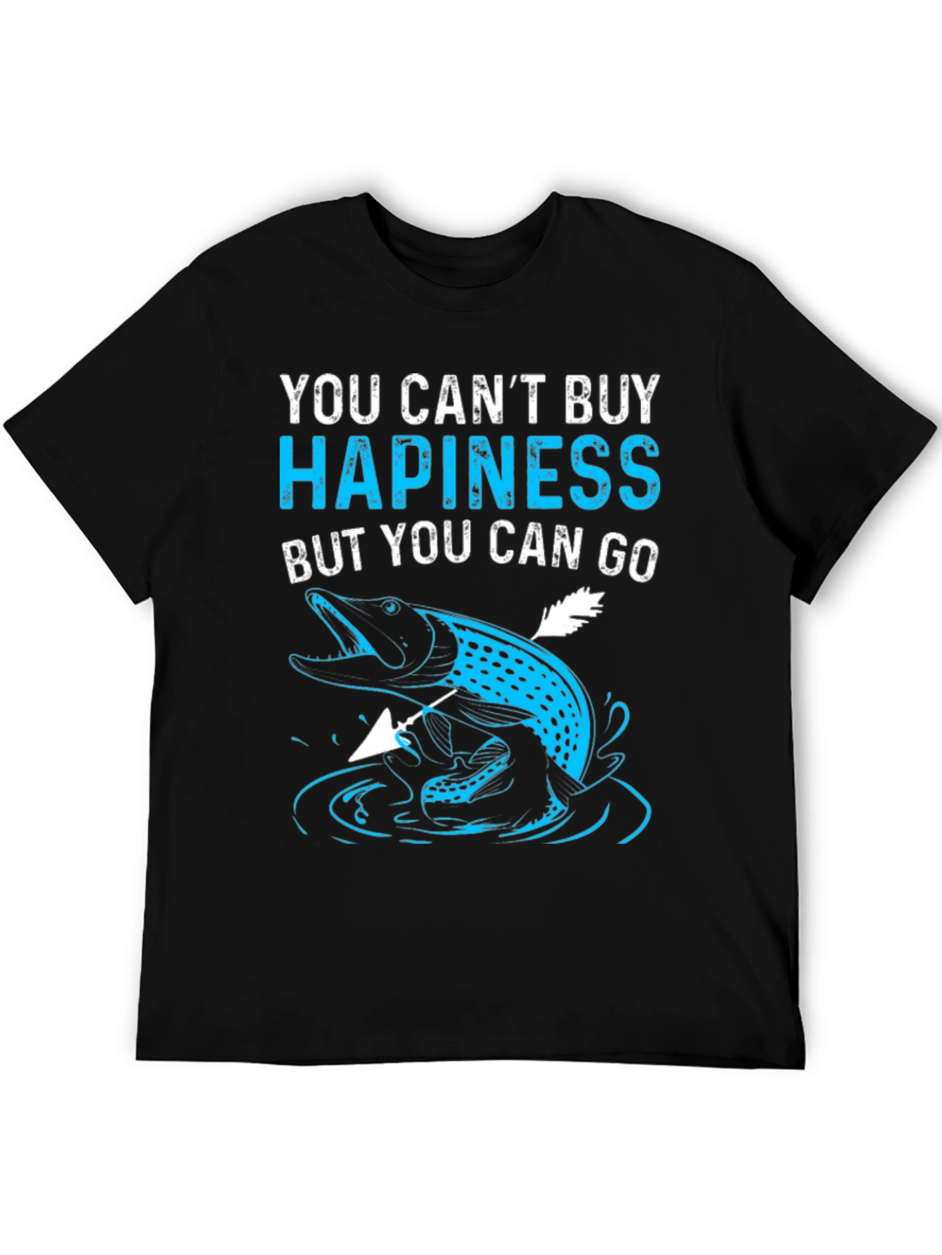 Fishing Lovers Black T-Shirt - You Cant Buy Hapiness