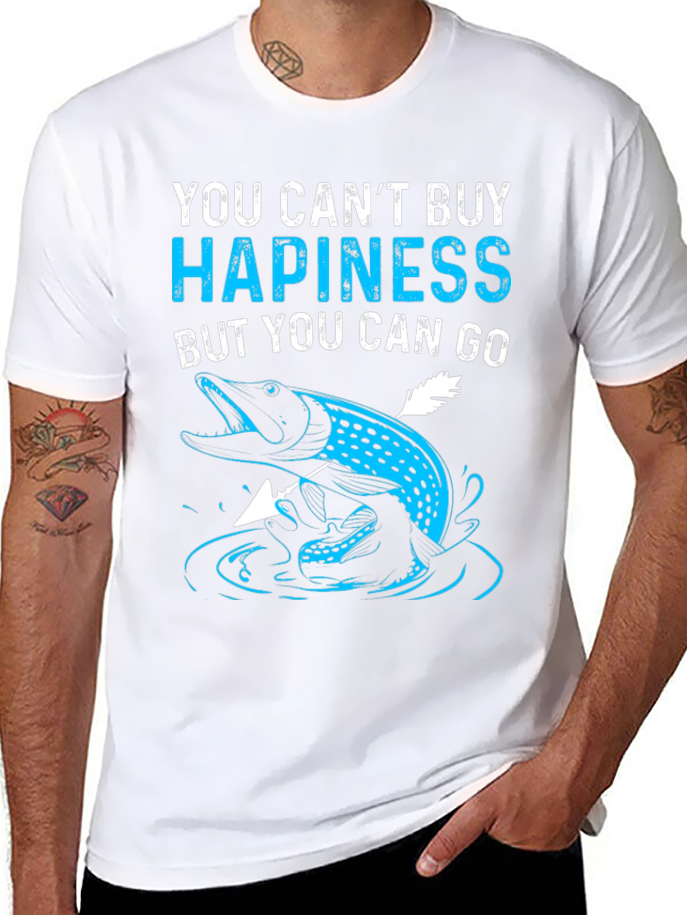 Fishing Lovers Black T-Shirt - You Cant Buy Hapiness