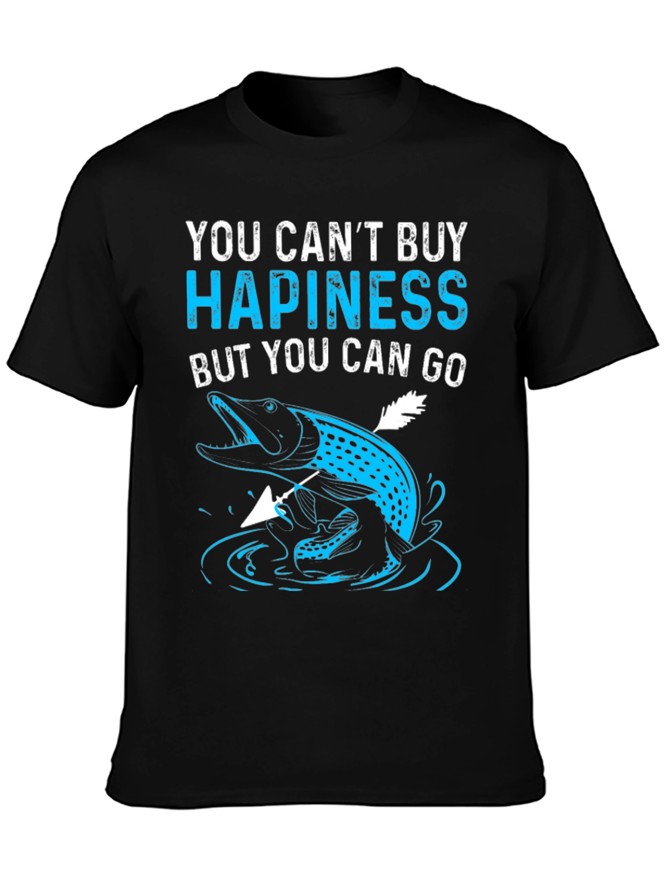 Fishing Lovers Black T-Shirt - You Cant Buy Hapiness