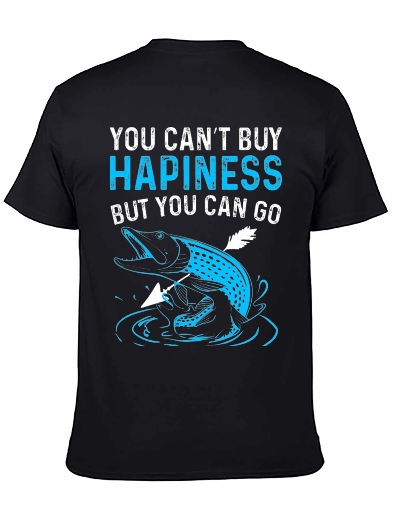 Fishing Lovers Black T-Shirt - You Cant Buy Hapiness