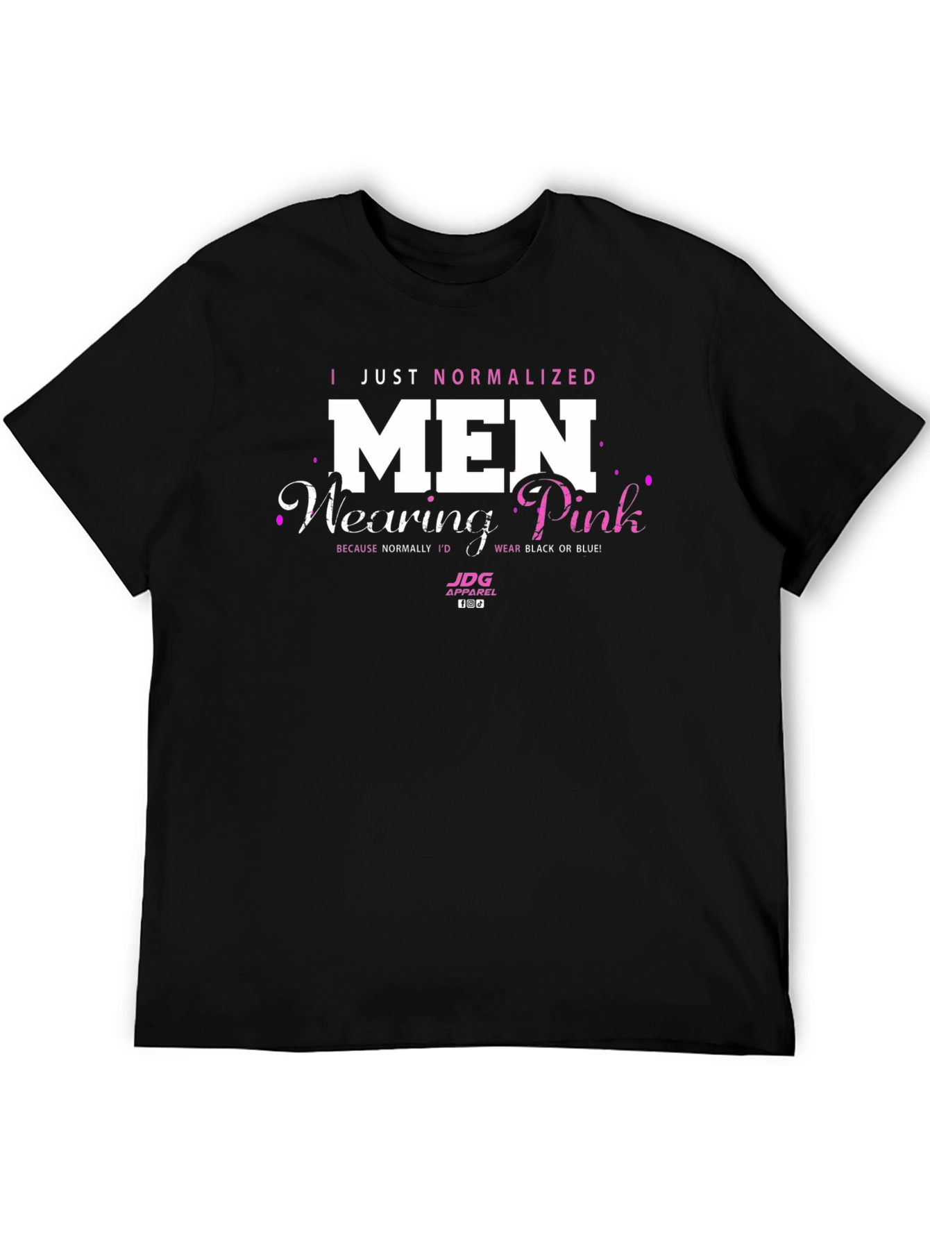 Normalize Men Wearing Pink Black T-Shirt