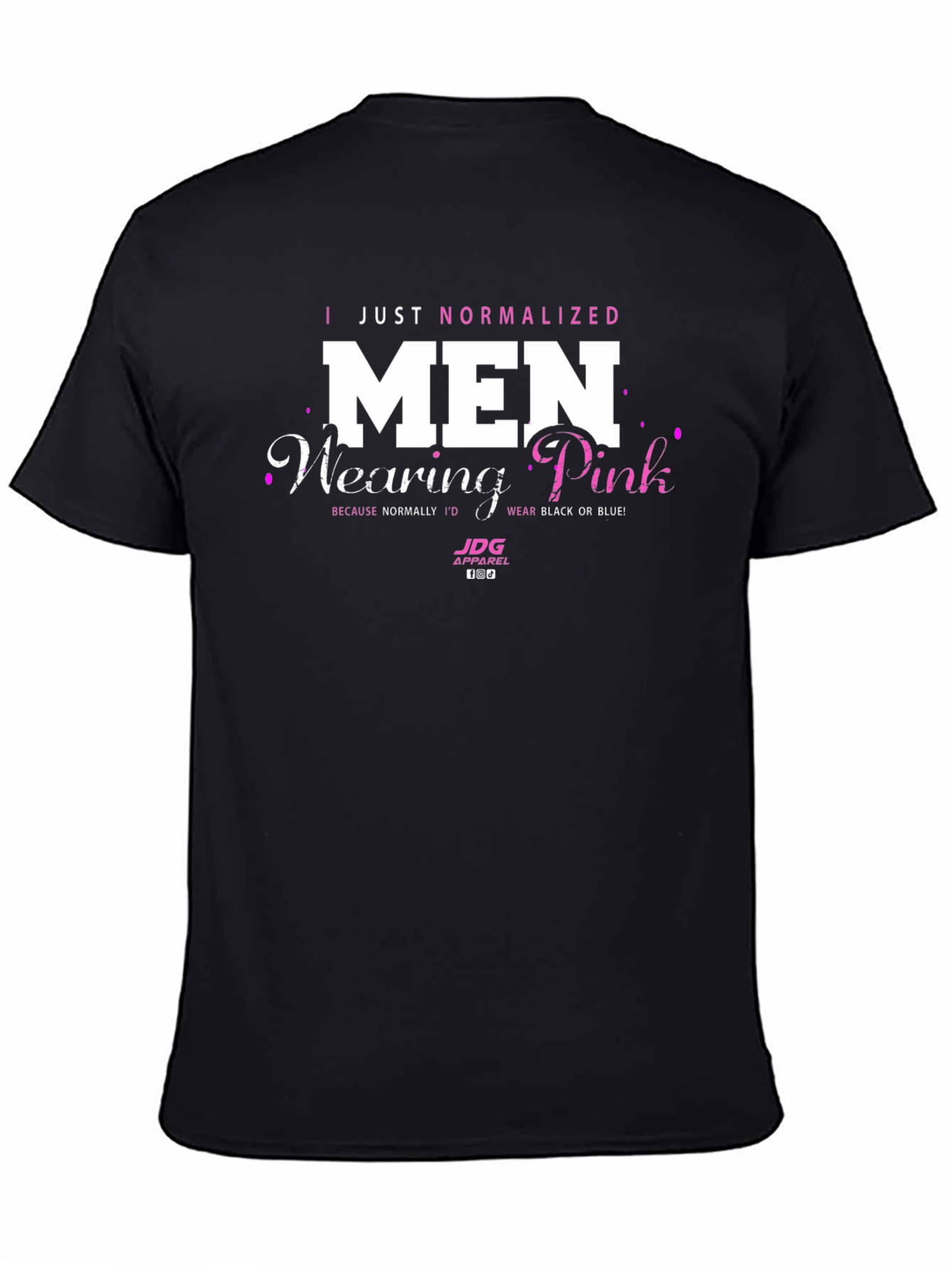 Normalize Men Wearing Pink Black T-Shirt
