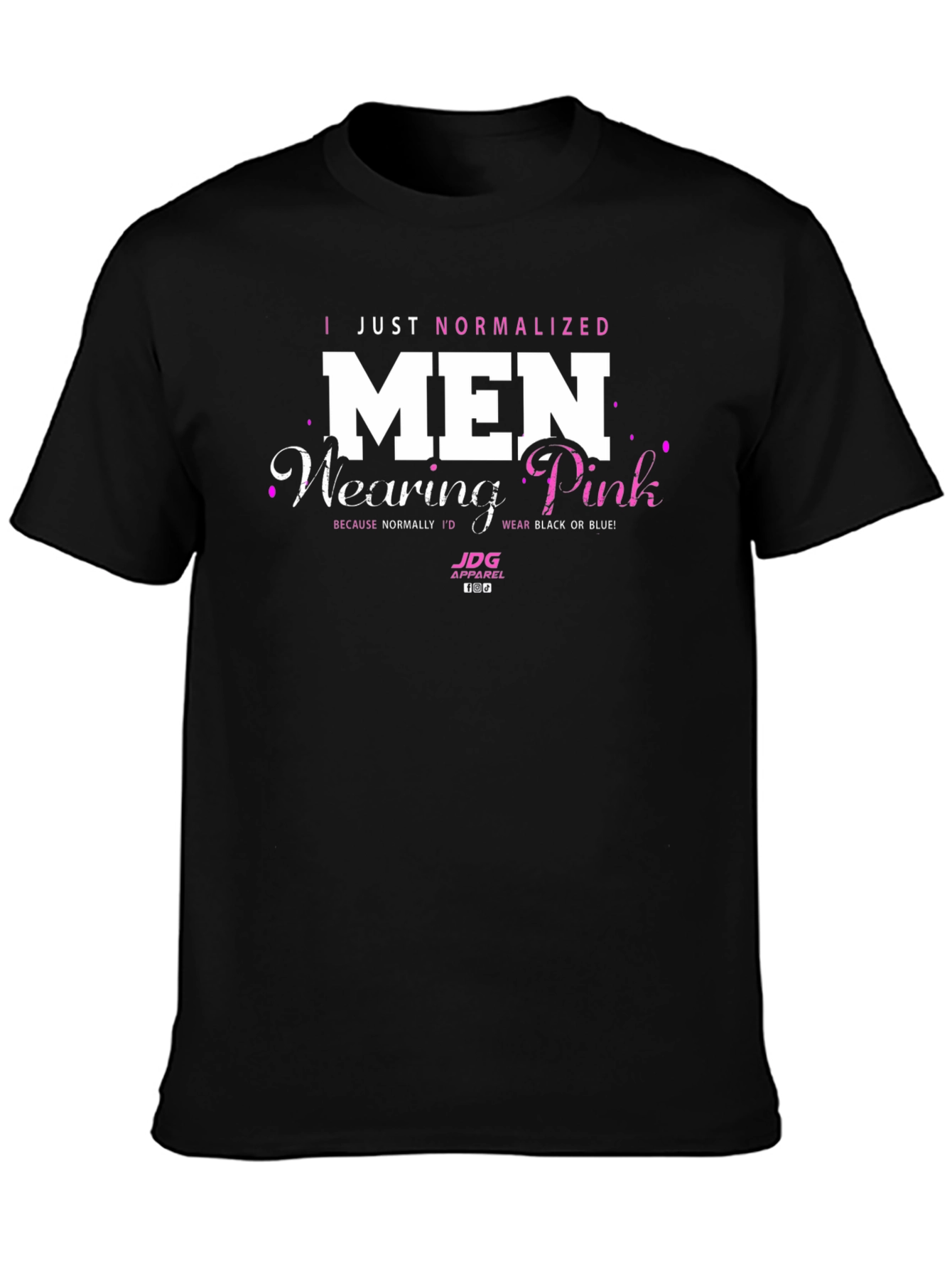 Normalize Men Wearing Pink Black T-Shirt