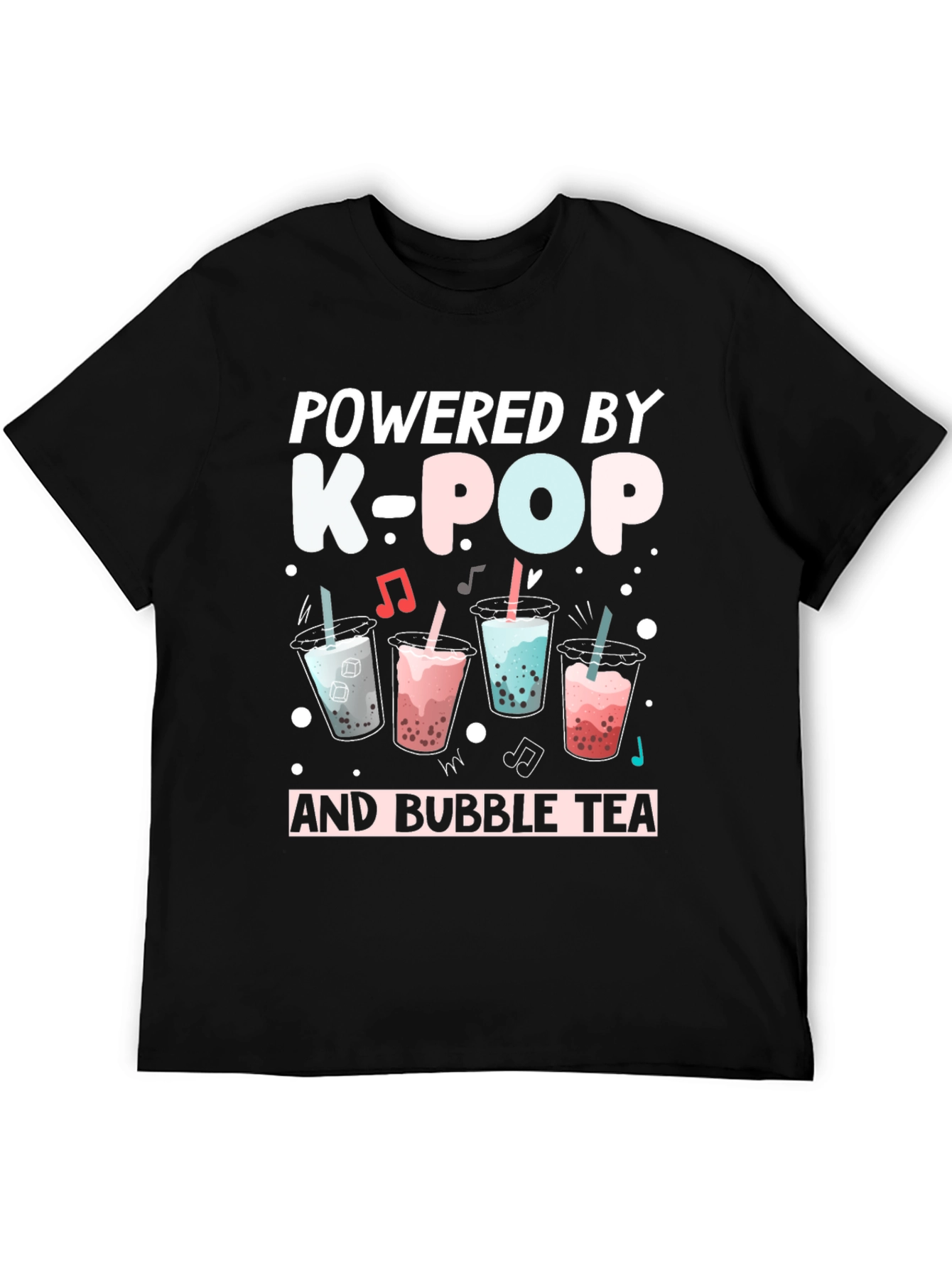 Powered by K-Pop & Bubble Tea Black T-Shirt