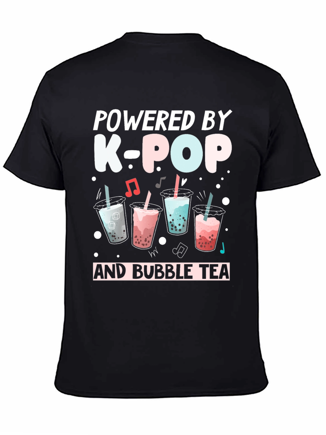 Powered by K-Pop & Bubble Tea Black T-Shirt