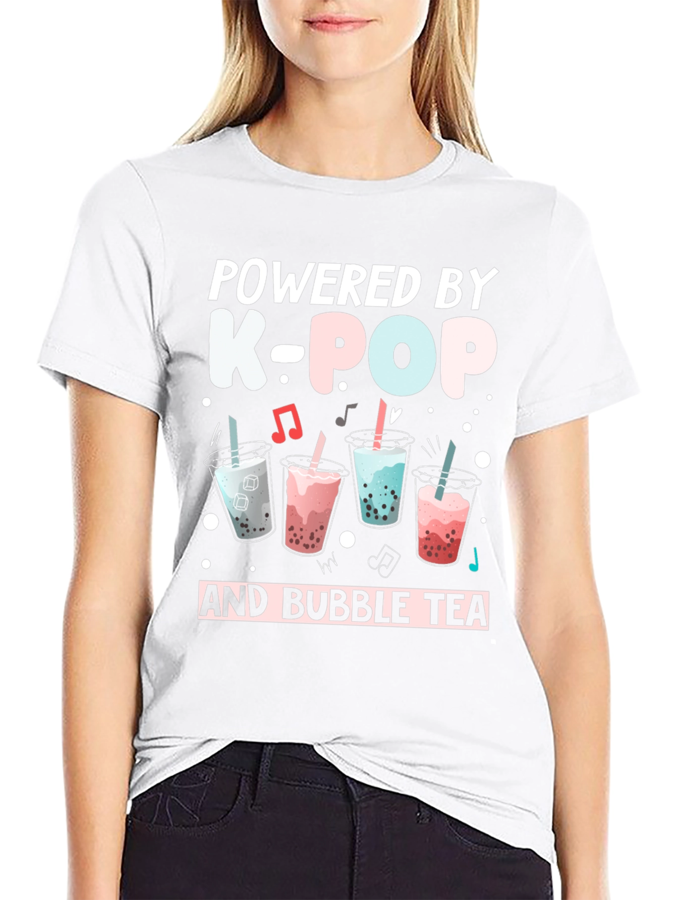Powered by K-Pop & Bubble Tea Black T-Shirt