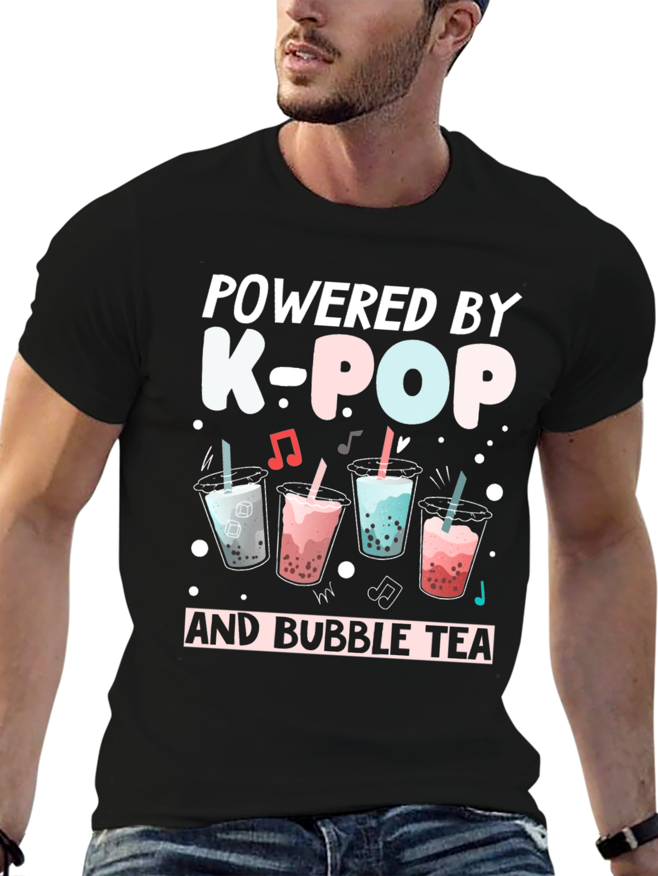 Powered by K-Pop & Bubble Tea Black T-Shirt