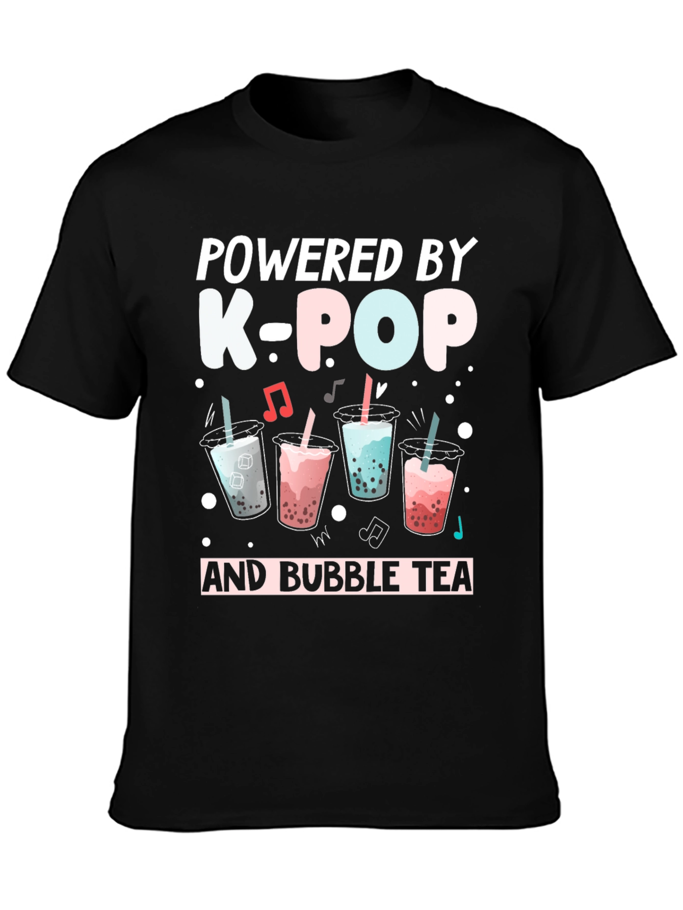 Powered by K-Pop & Bubble Tea Black T-Shirt