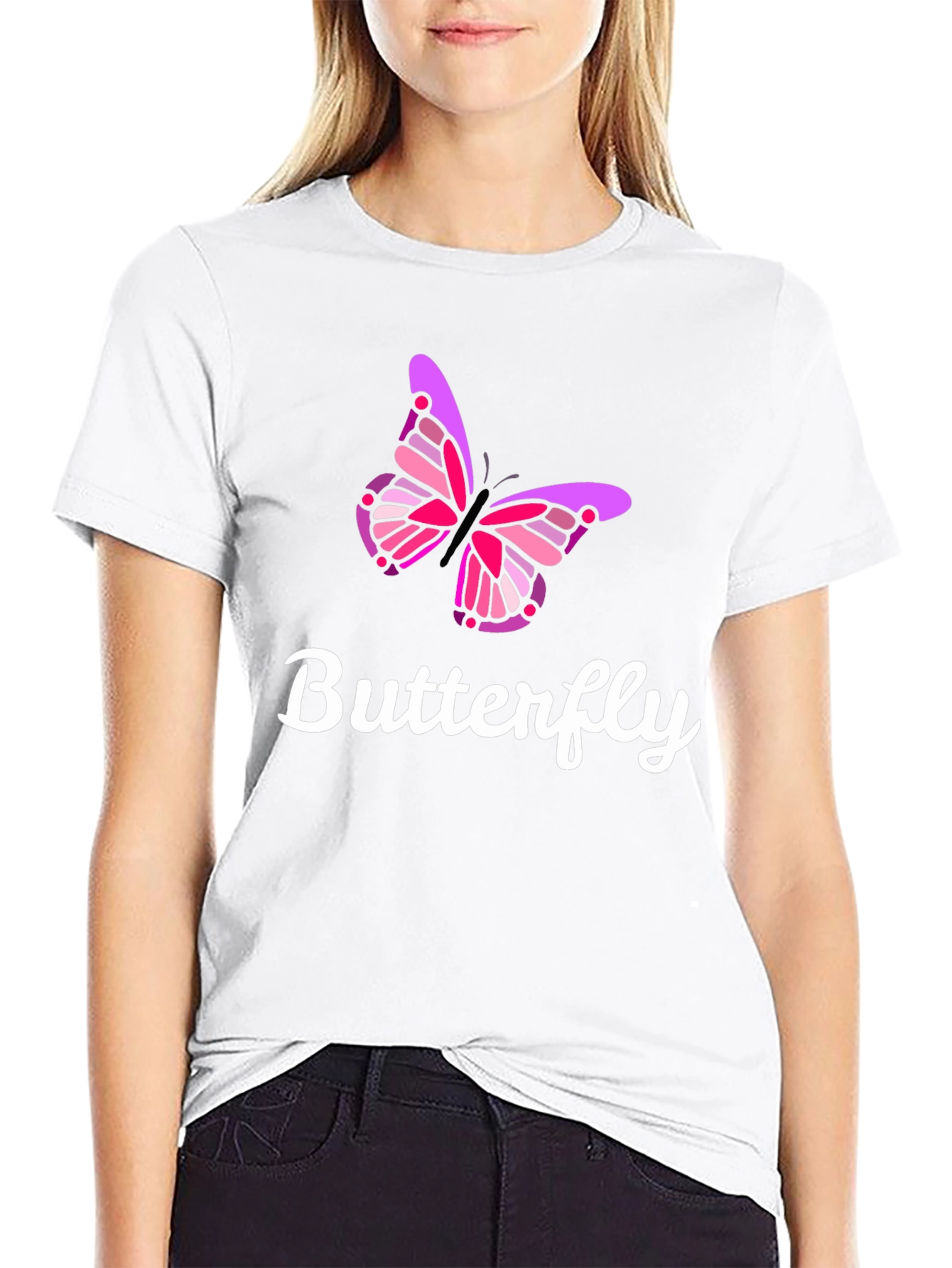Butterfly Graphic Tee - Casual Black T-Shirt