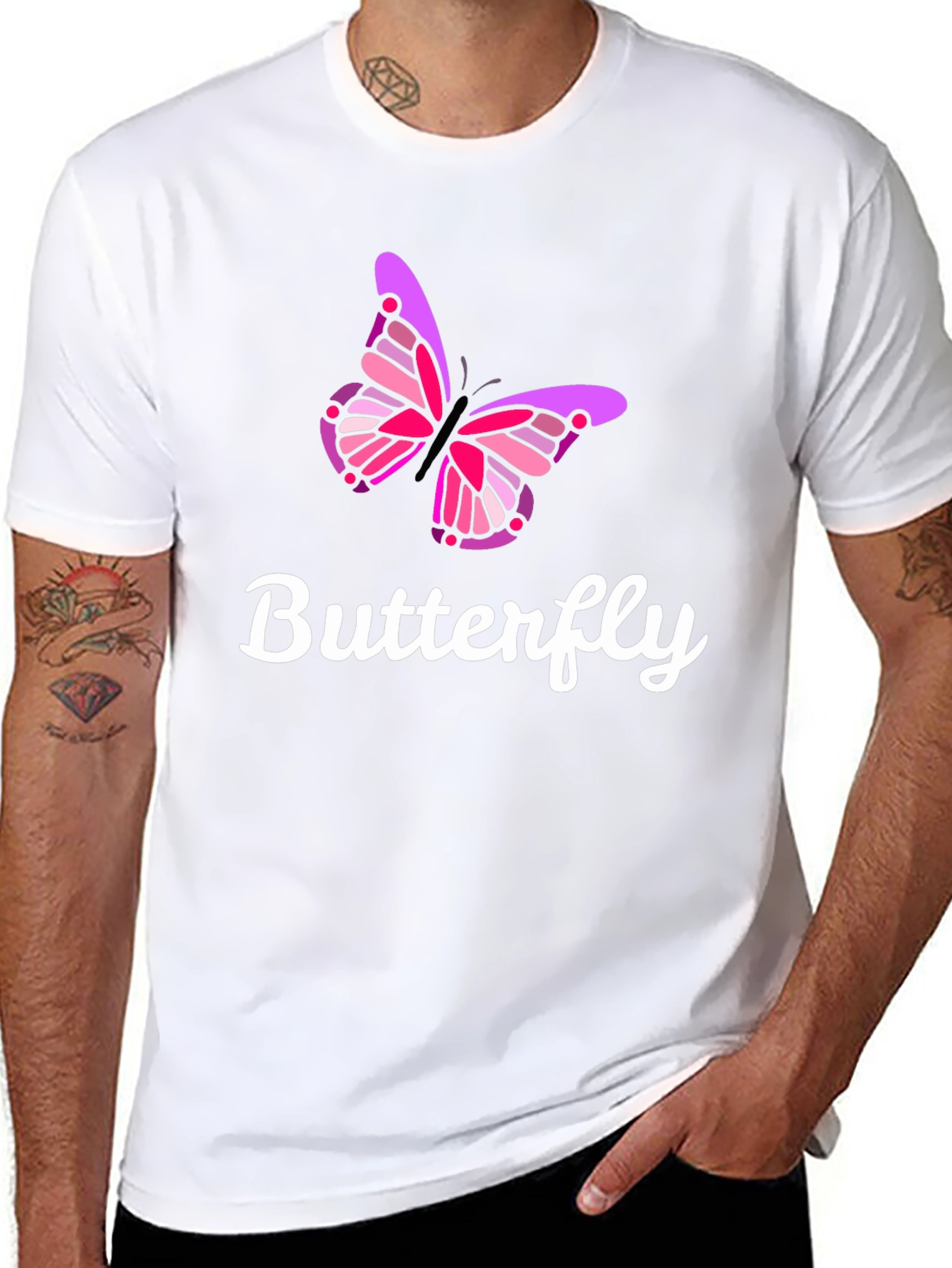 Butterfly Graphic Tee - Casual Black T-Shirt