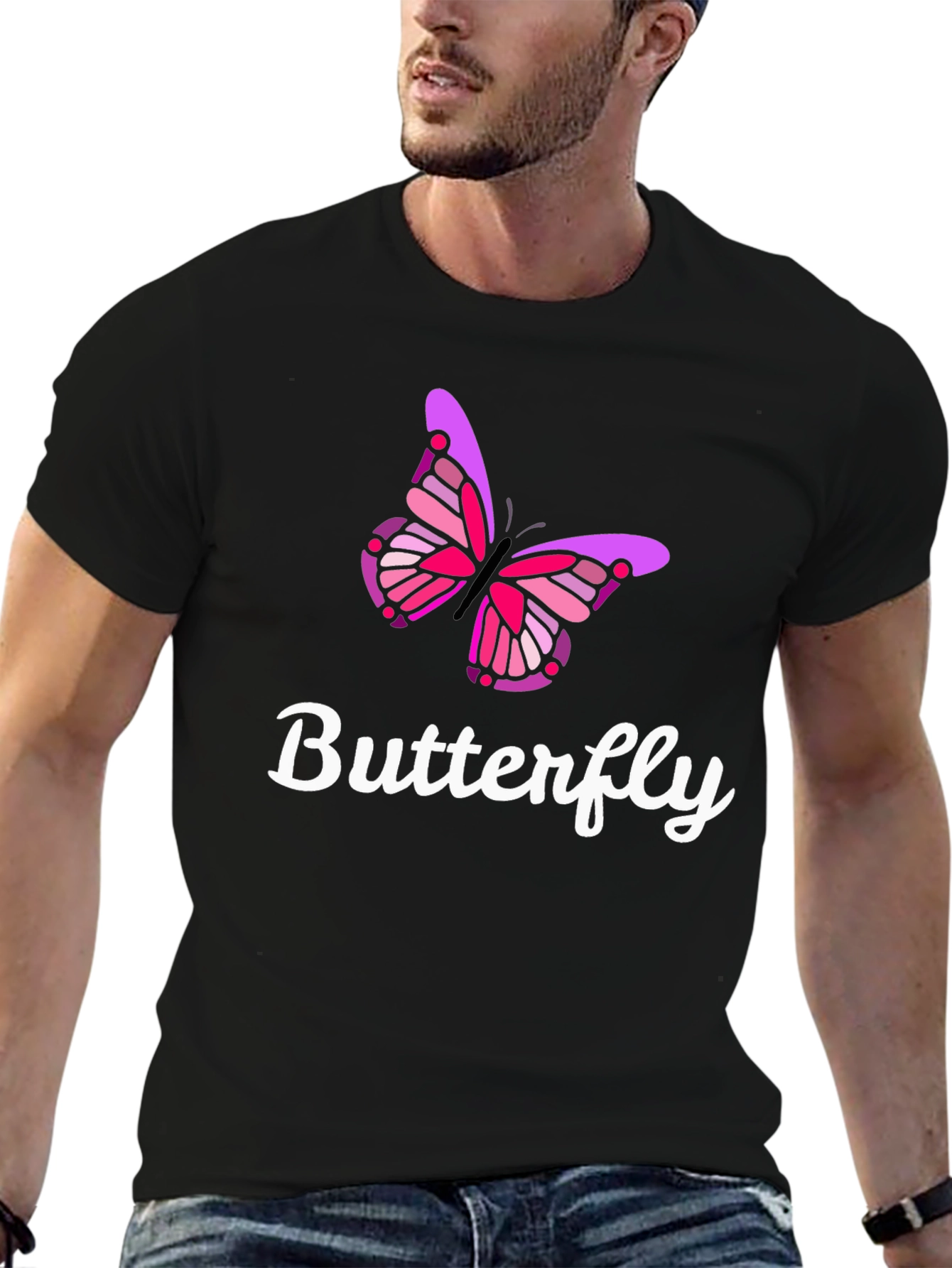 Butterfly Graphic Tee - Casual Black T-Shirt