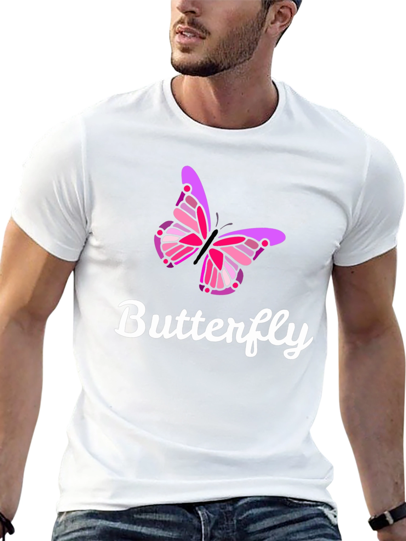 Butterfly Graphic Tee - Casual Black T-Shirt