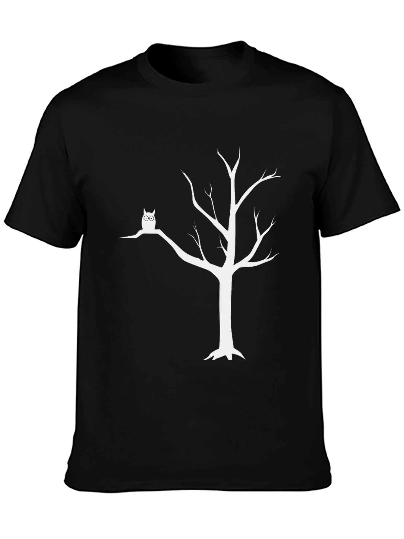 Owl Tree Graphic Tee - Unisex Black Cotton T-Shirt