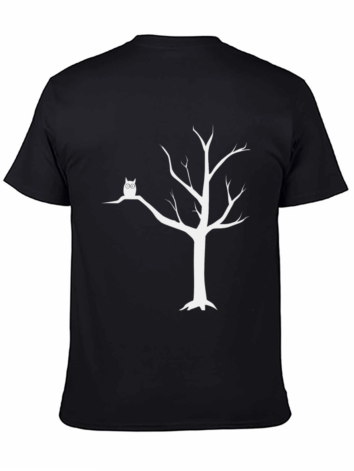 Owl Tree Graphic Tee - Unisex Black Cotton T-Shirt