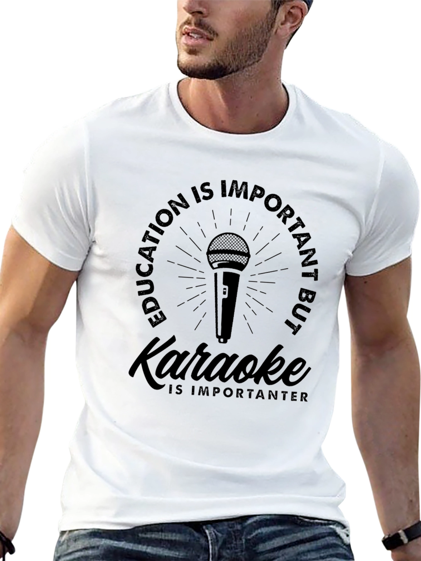 Karaoke Is Importanter Mens Black T-Shirt