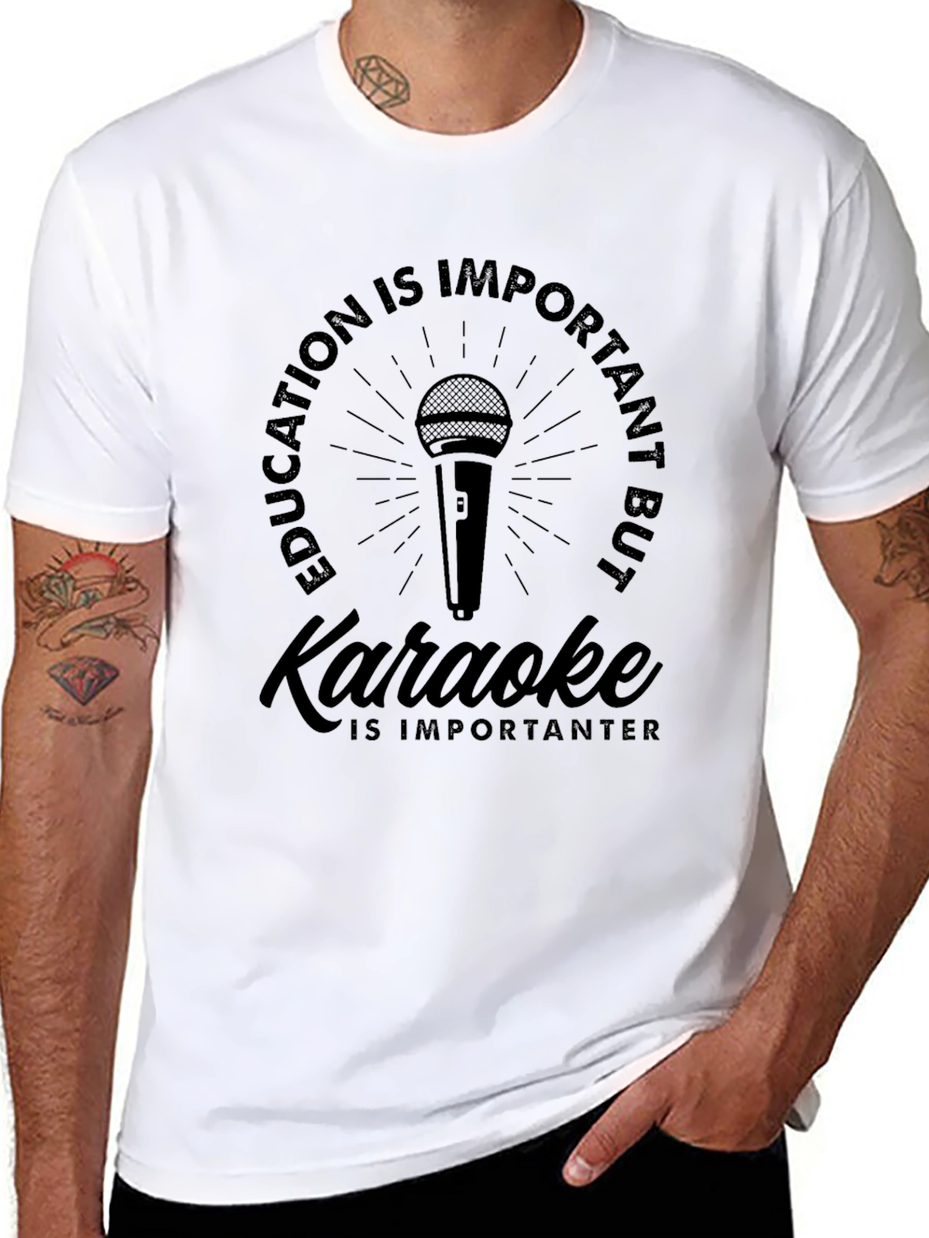 Karaoke Is Importanter Mens Black T-Shirt