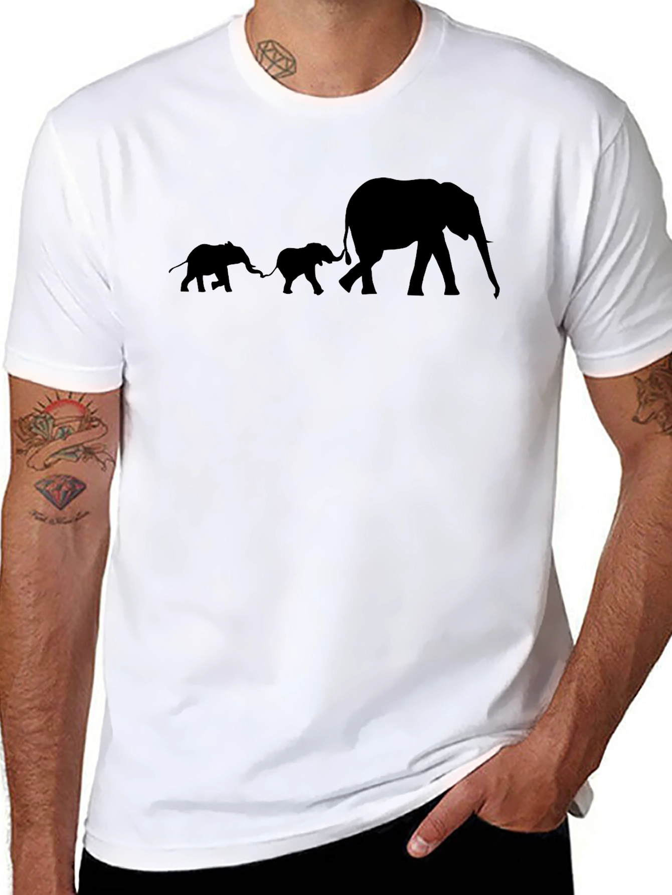 Elephant Family Graphic T-Shirt