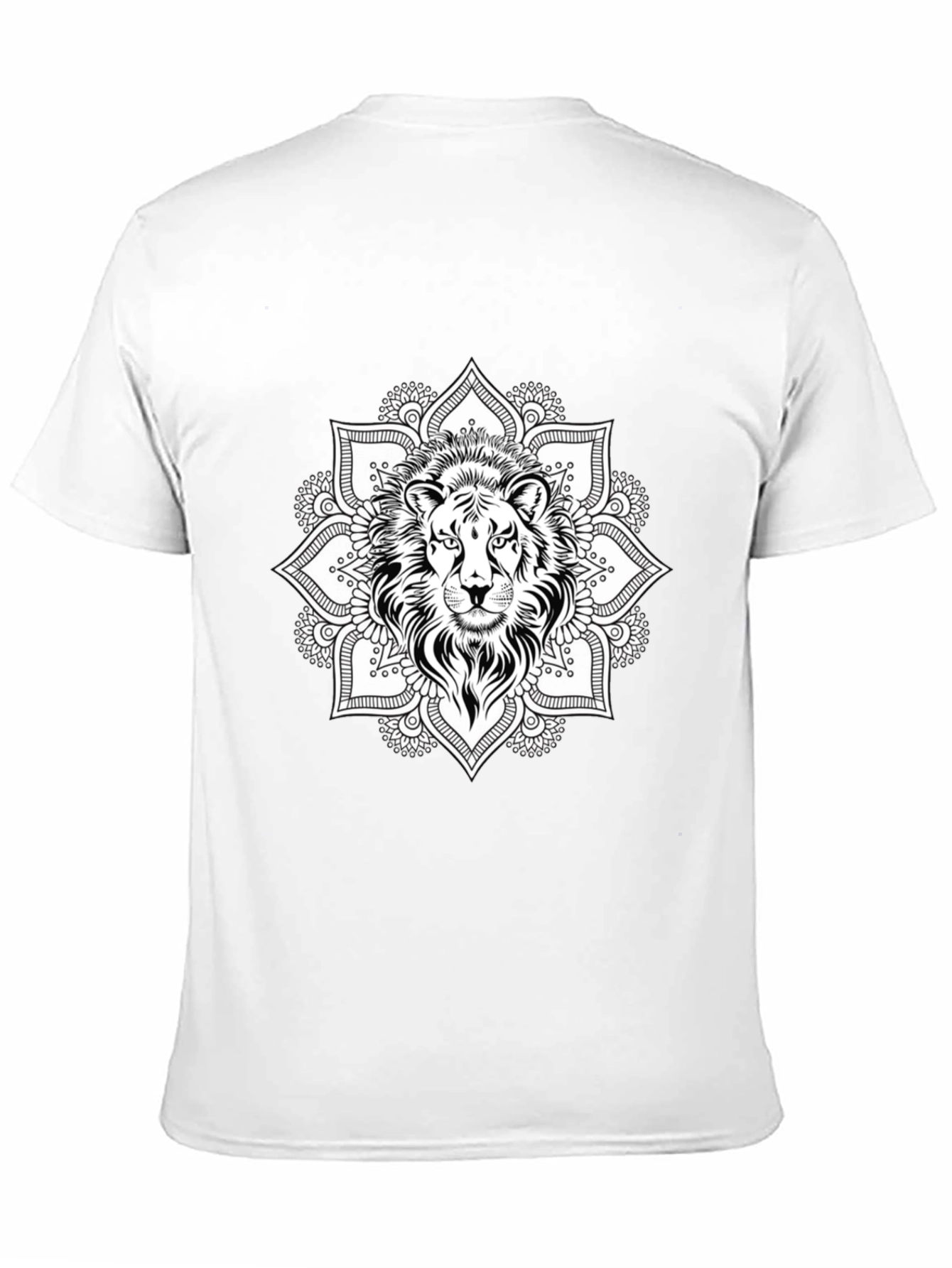 Lion Mandala Graphic Tee - Black Cotton T-Shirt