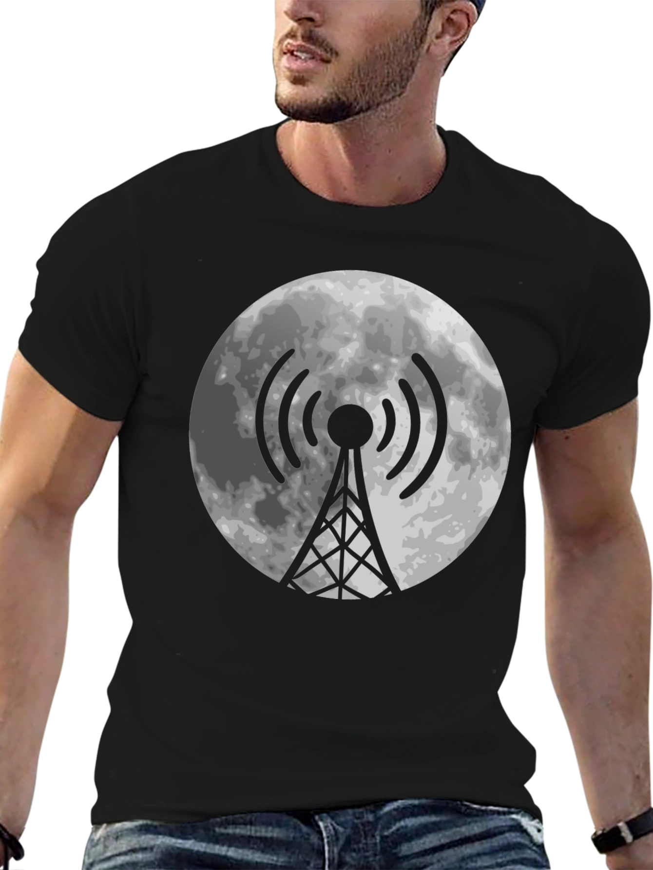 Moon Antenna Black T-Shirt