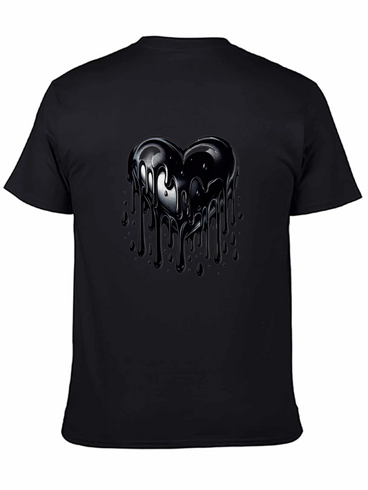 Black Dripping Heart Graphic Tee